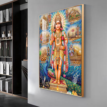 Hindu Lord Kartikeya Premium Acrylic Vertical Wall Art