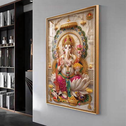 Shree Ganesh Blessings Premium Acrylic Vertical Wall Art