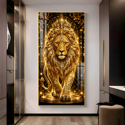 Golden Lion Premium Acrylic Vertical Wall Art