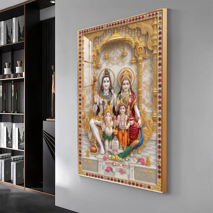 Blessings Of Shiv Parivar Premium Acrylic Vertical Wall Art