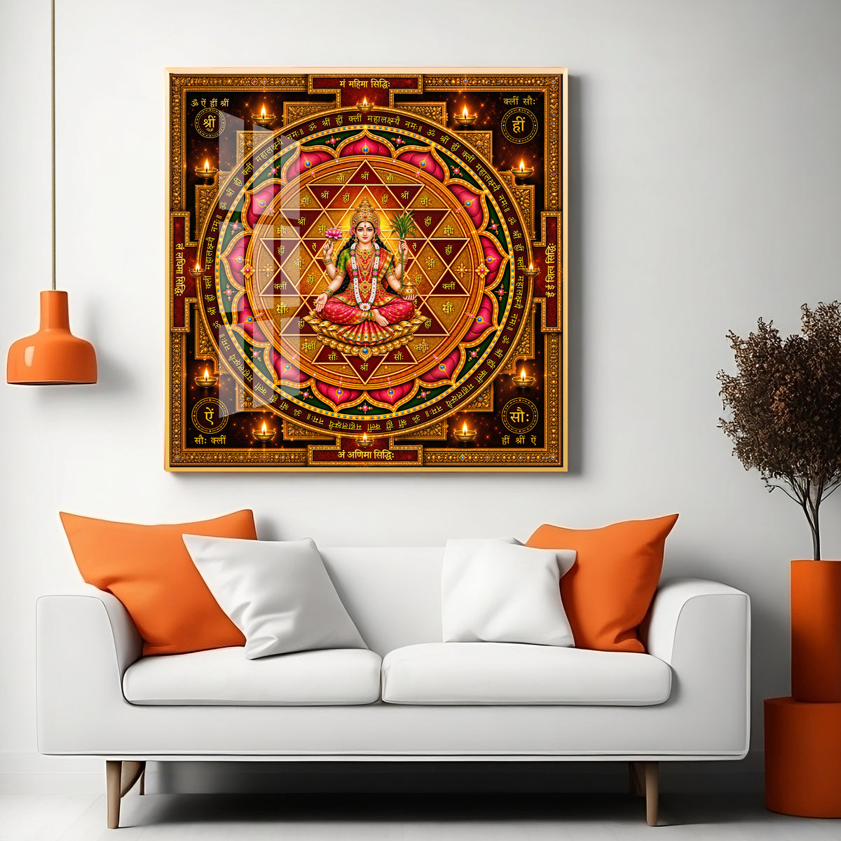 Shri Lalita Tripura Sundari Yantra Premium Acrylic Square Wall Art