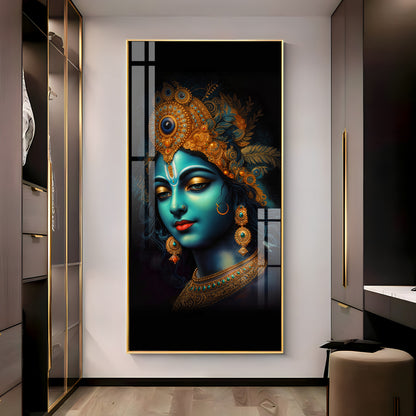 Lord Shree Krishna Premium Acrylic Vertical Wall Art
