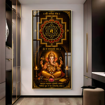 Lord Ganesha Yantra Premium Acrylic Vertical Wall Art