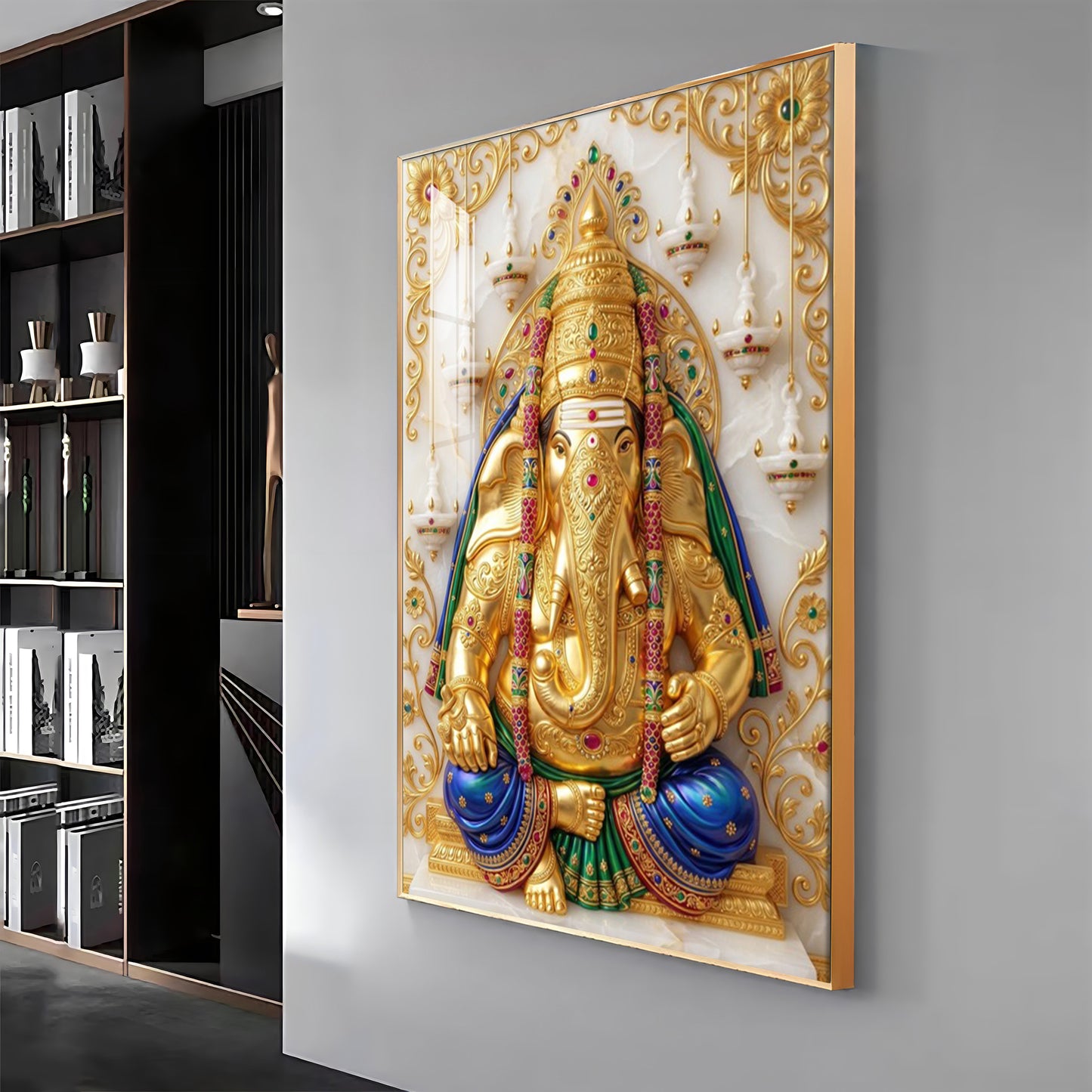 Pillayarpatti Karpaga Vinayagar Premium Acrylic Vertical Wall Art