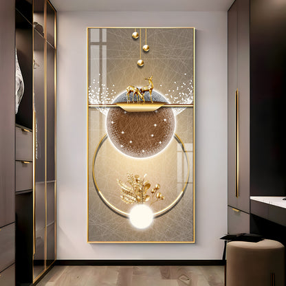 Golden Elegance Hallway Premium Acrylic Vertical Wall Art