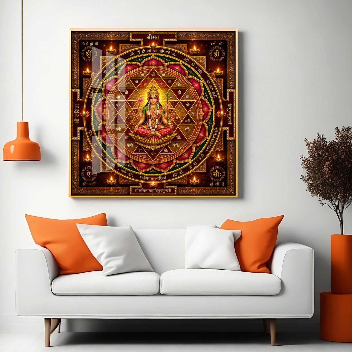 Shri Lalita Tripura Sundari Yantra Premium Acrylic Square Wall Art