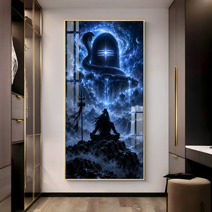 Aura of Cosmic Mahadev Premium Acrylic Vertical Wall Art
