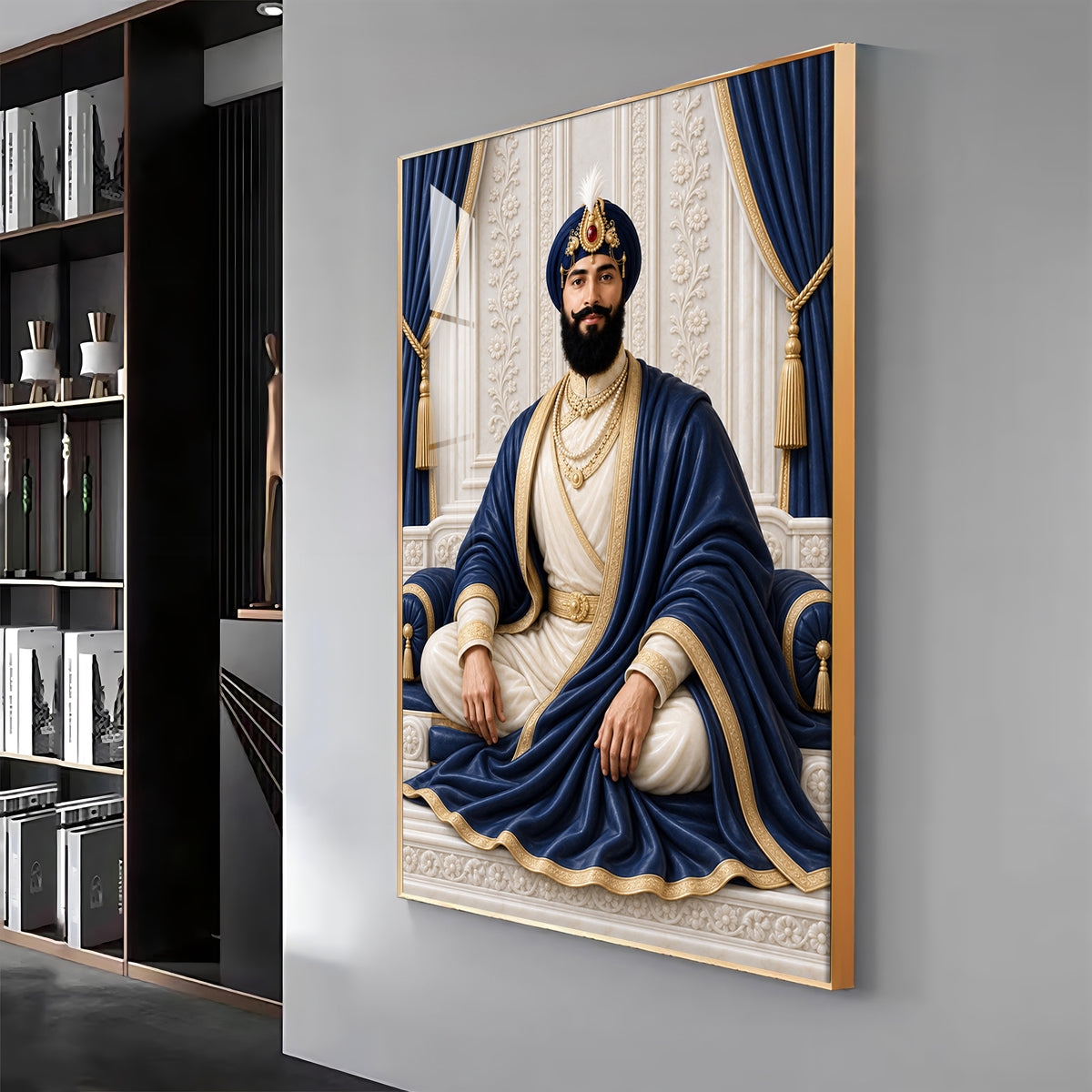 Guru Gobind Singh Ji In Blue Attire Premium Acrylic Vertical Wall Art
