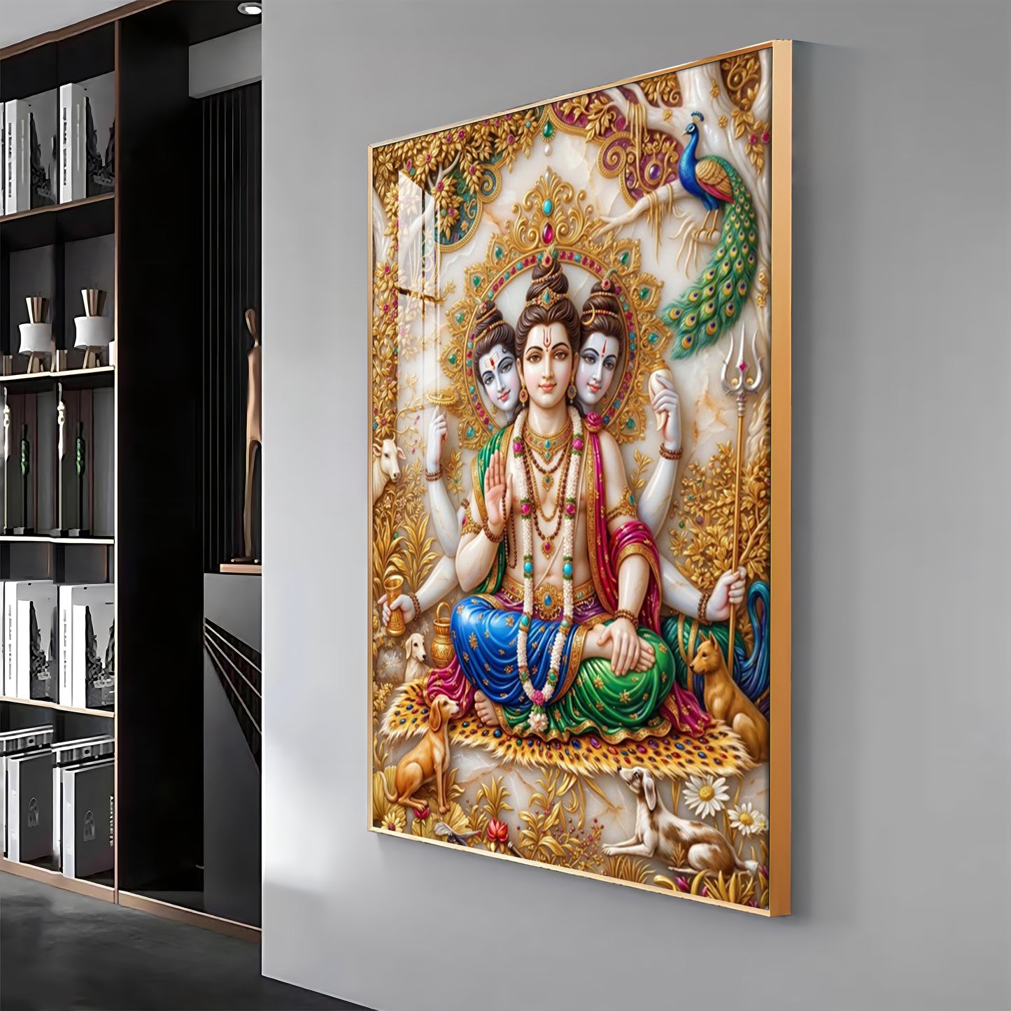 Hindu Lord Dattatreya Swamy Premium Acrylic Vertical Wall Art