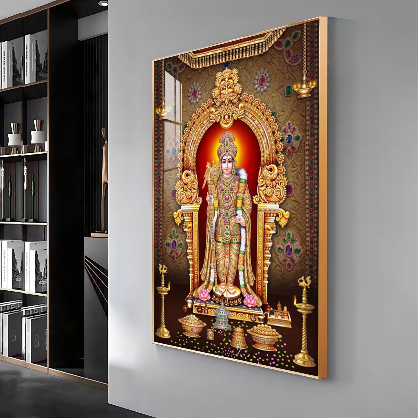 Depicts Lord Murugan Premium Acrylic Vertical Wall Art