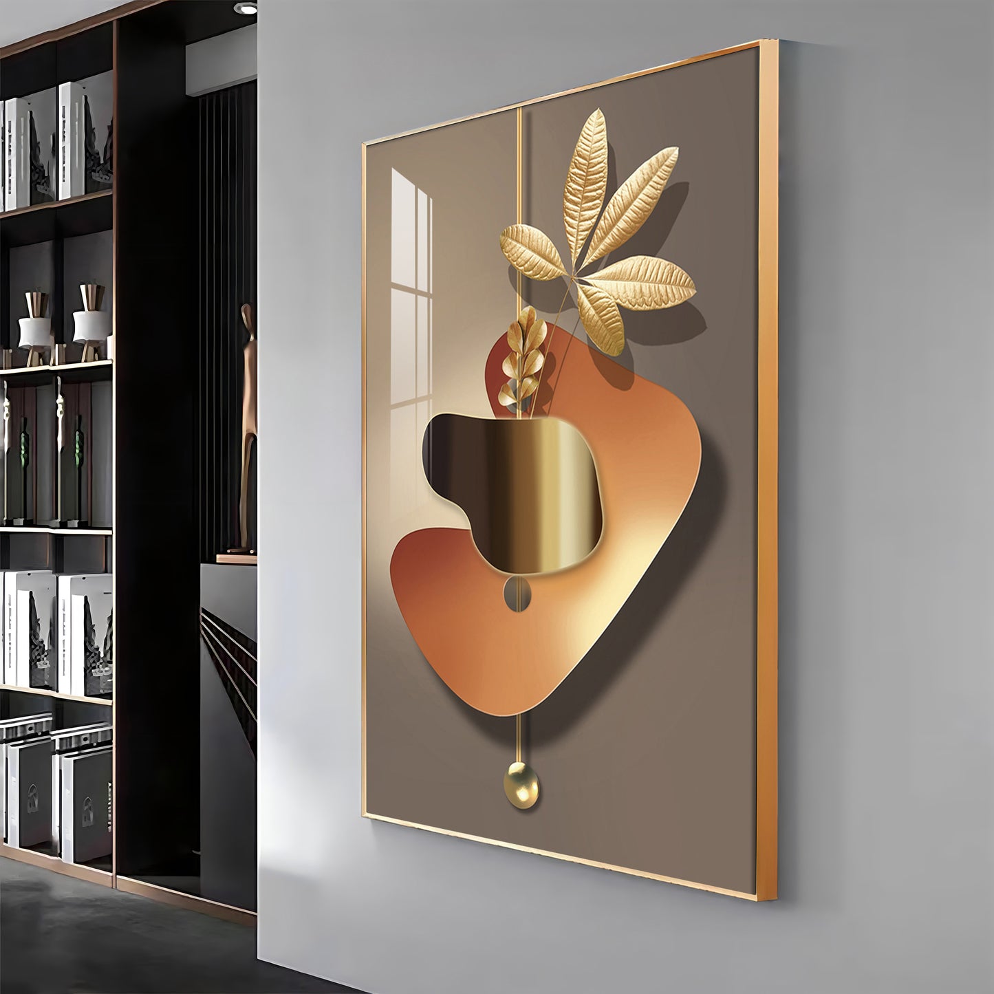 Golden Embrace Premium Acrylic Vertical Wall Art