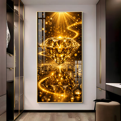 Golden Diamond Premium Acrylic Vertical Wall Art
