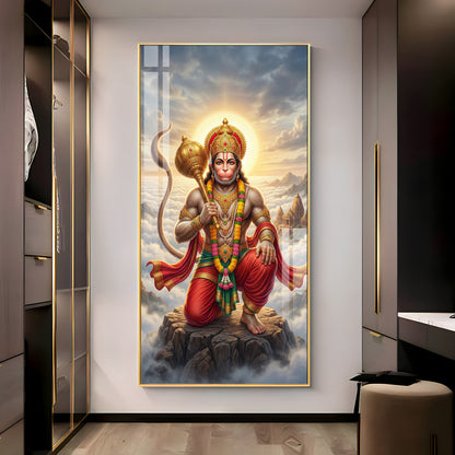 Divine Hanuman Ji Blessing Premium Acrylic Vertical Wall Art