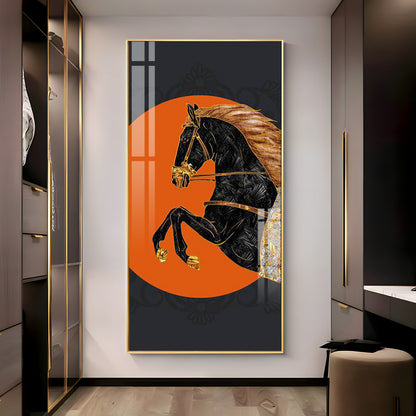 Black Horse Premium Acrylic Vertical Wall Art
