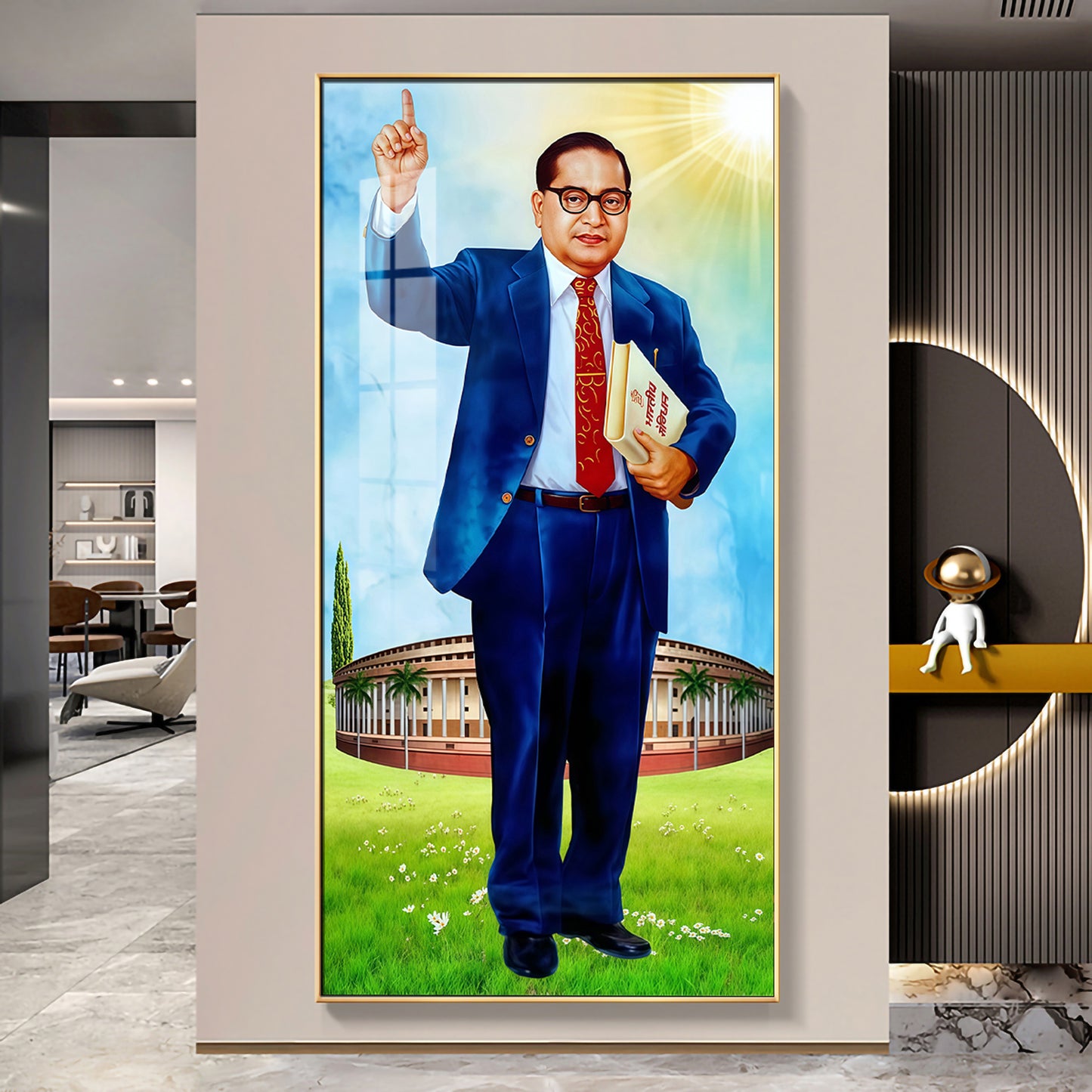 Dr. Bhimrao Ambedkar Holding Constitution Premium Acrylic Vertical Wall Art