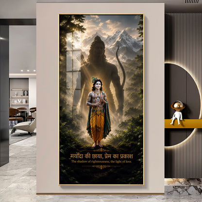 Shri Krishna With Aura Of Purushottam Ram Premium Acrylic Vertical Wall Art