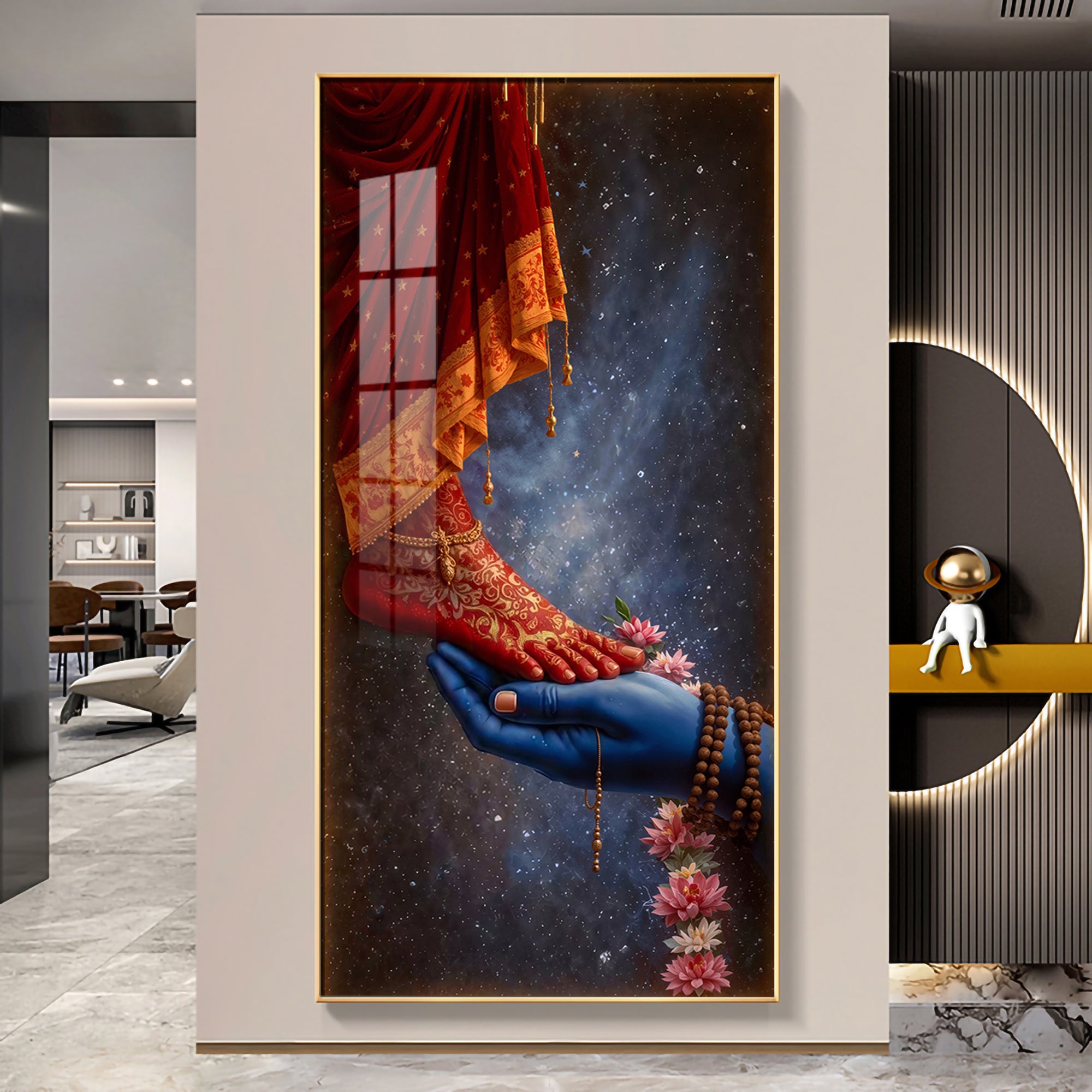 Shiv Ji Hand With Parvati Feet Premium Acrylic Vertical Wall Art
