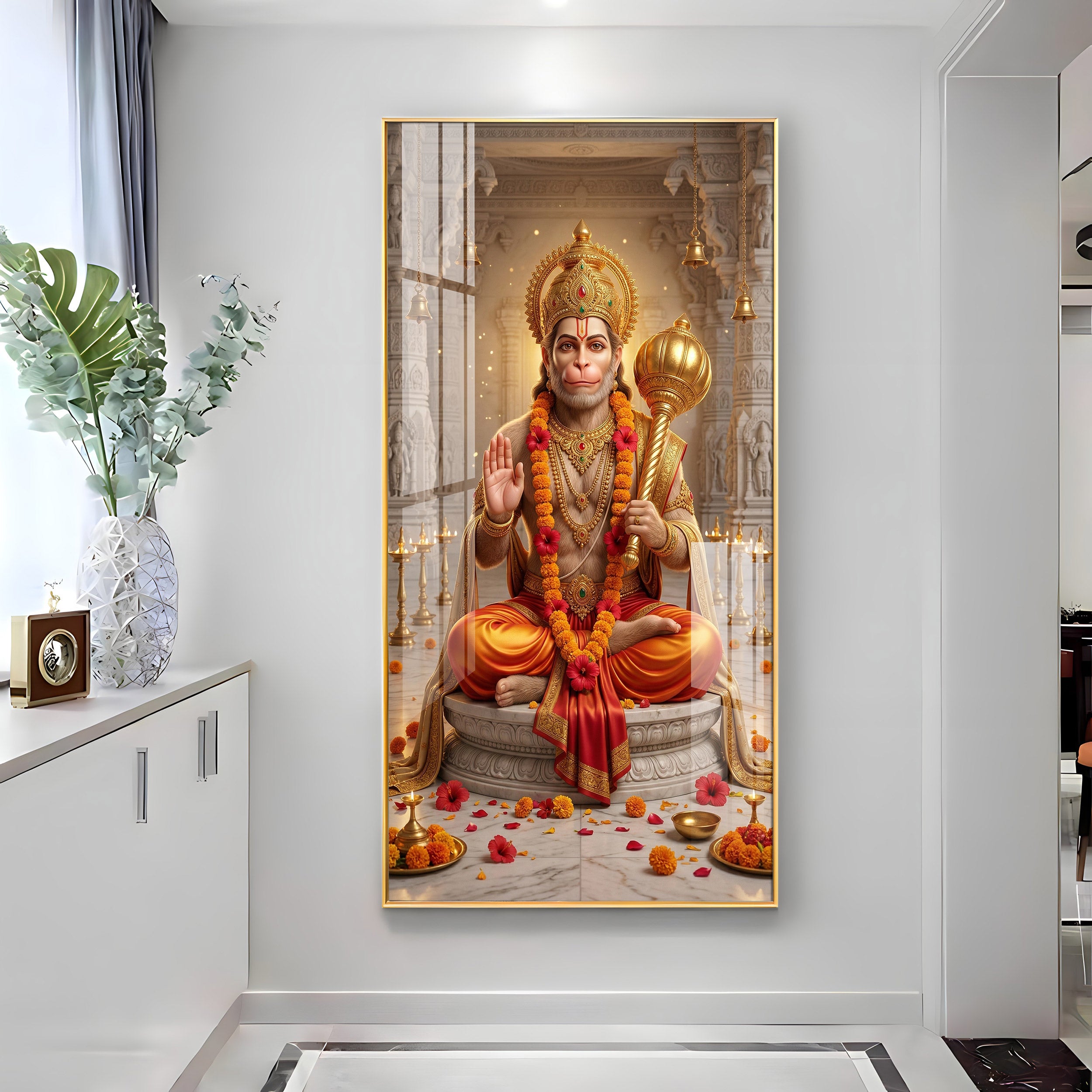 Divine Blessings Of Hanuman Ji Premium Acrylic Vertical Wall Art