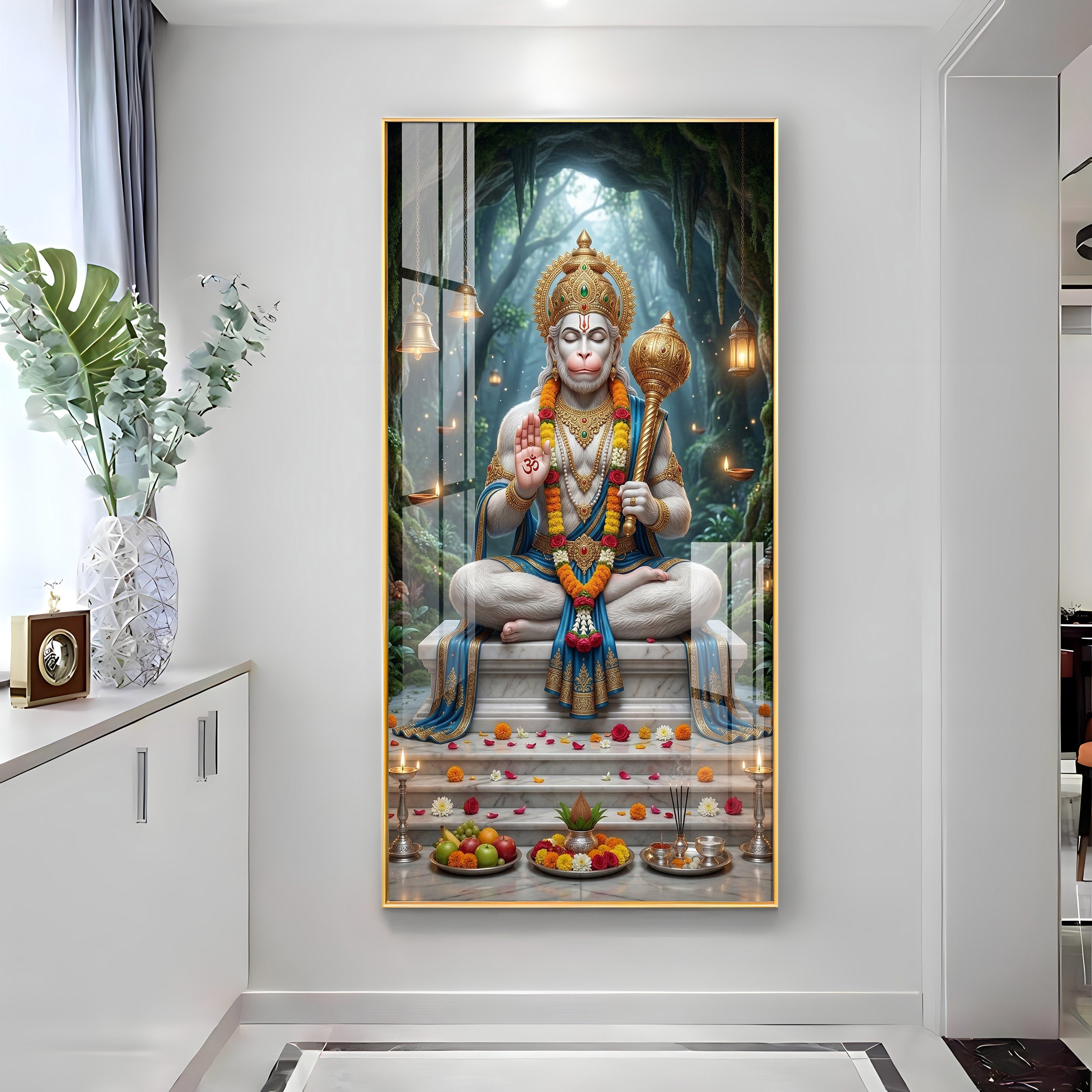 Divine Harmony Of Lord Hanuman Premium Acrylic Vertical Wall Art