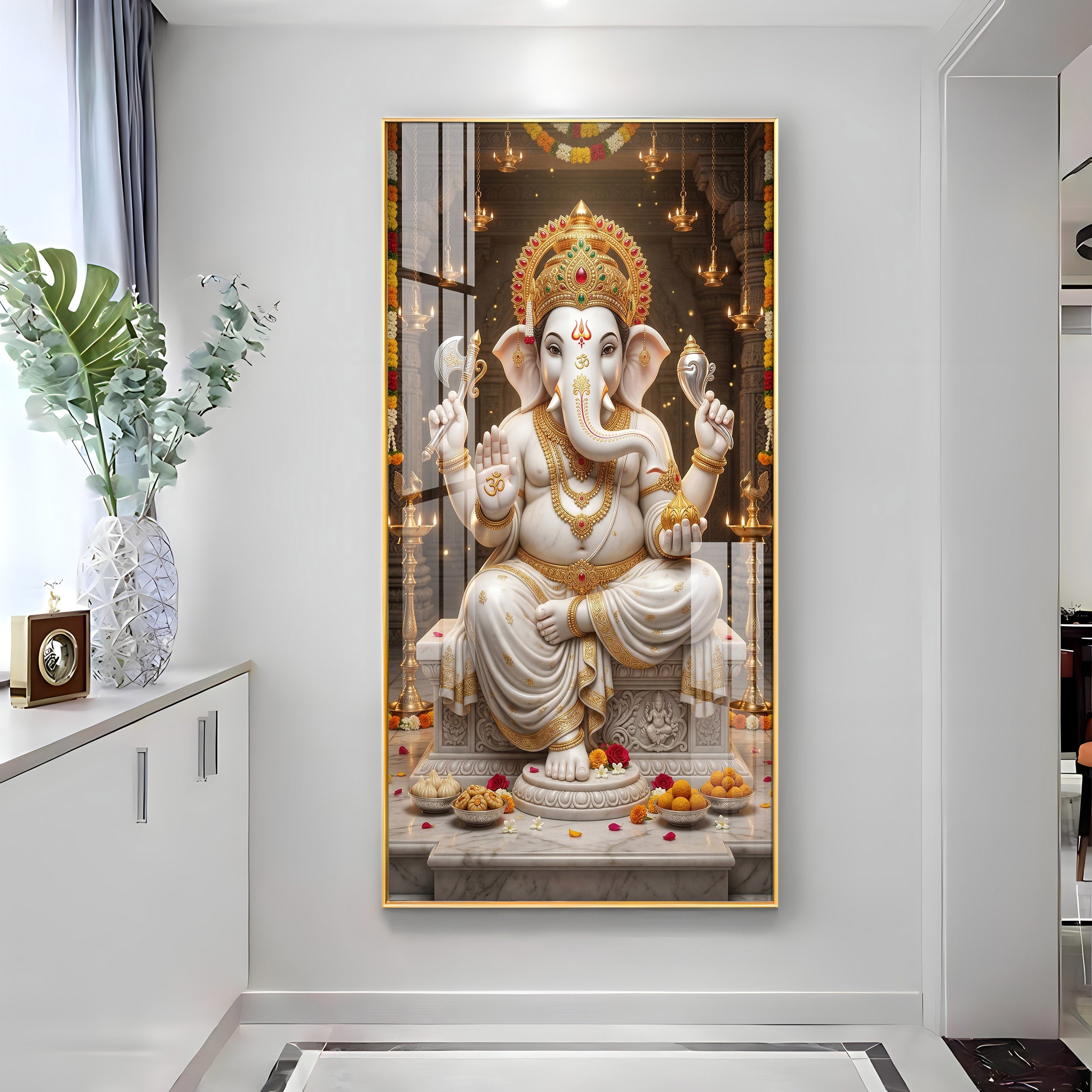 Divine Blessings Of Ganesh Ji Premium Acrylic Vertical Wall Art