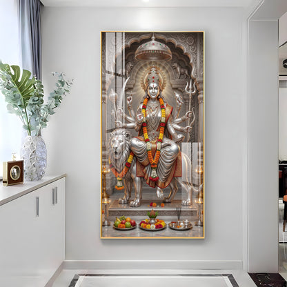 Divine Goddess Maa Durga Premium Acrylic Vertical Wall Art