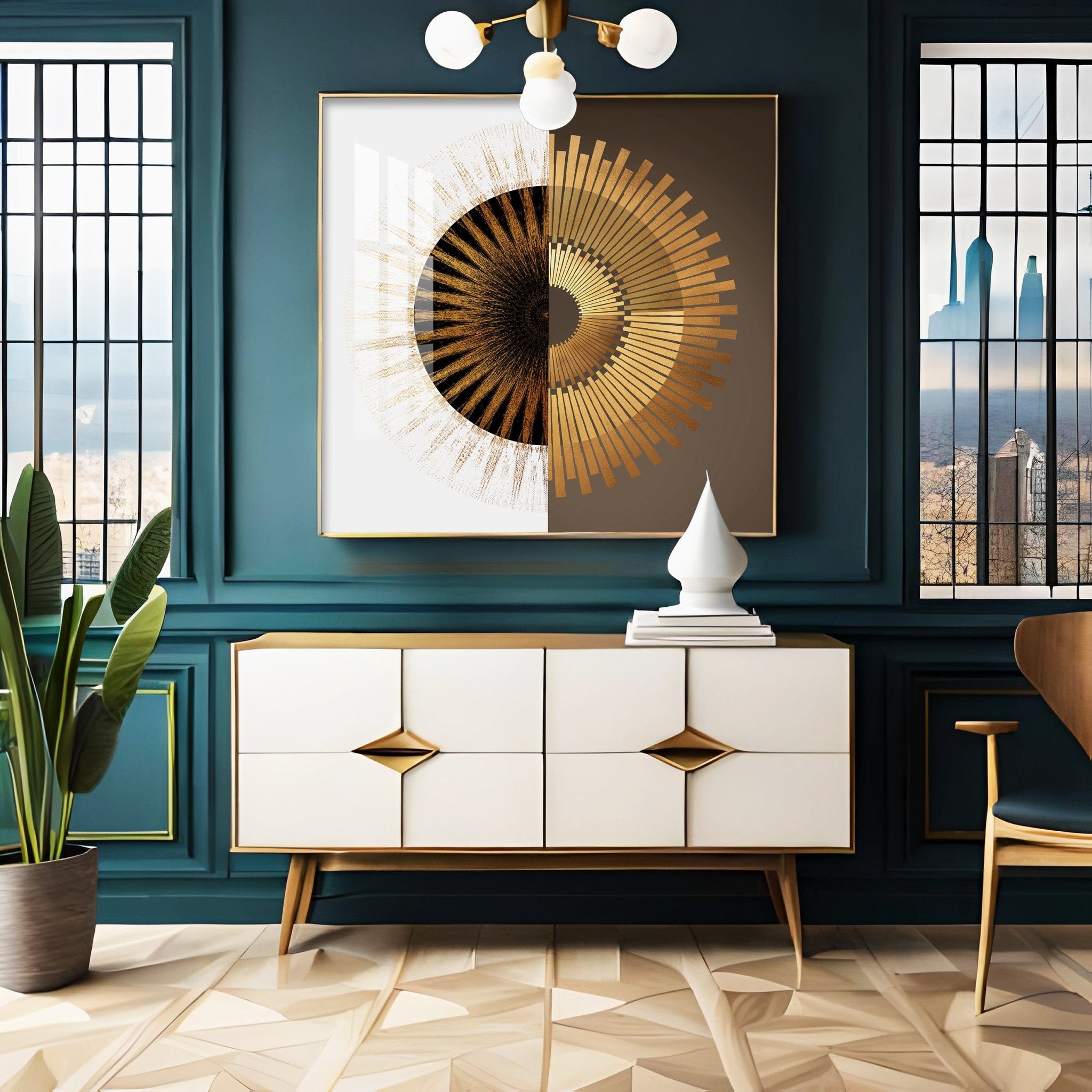 Golden Embossed Premium Acrylic Square Wall Art - The Next Decor