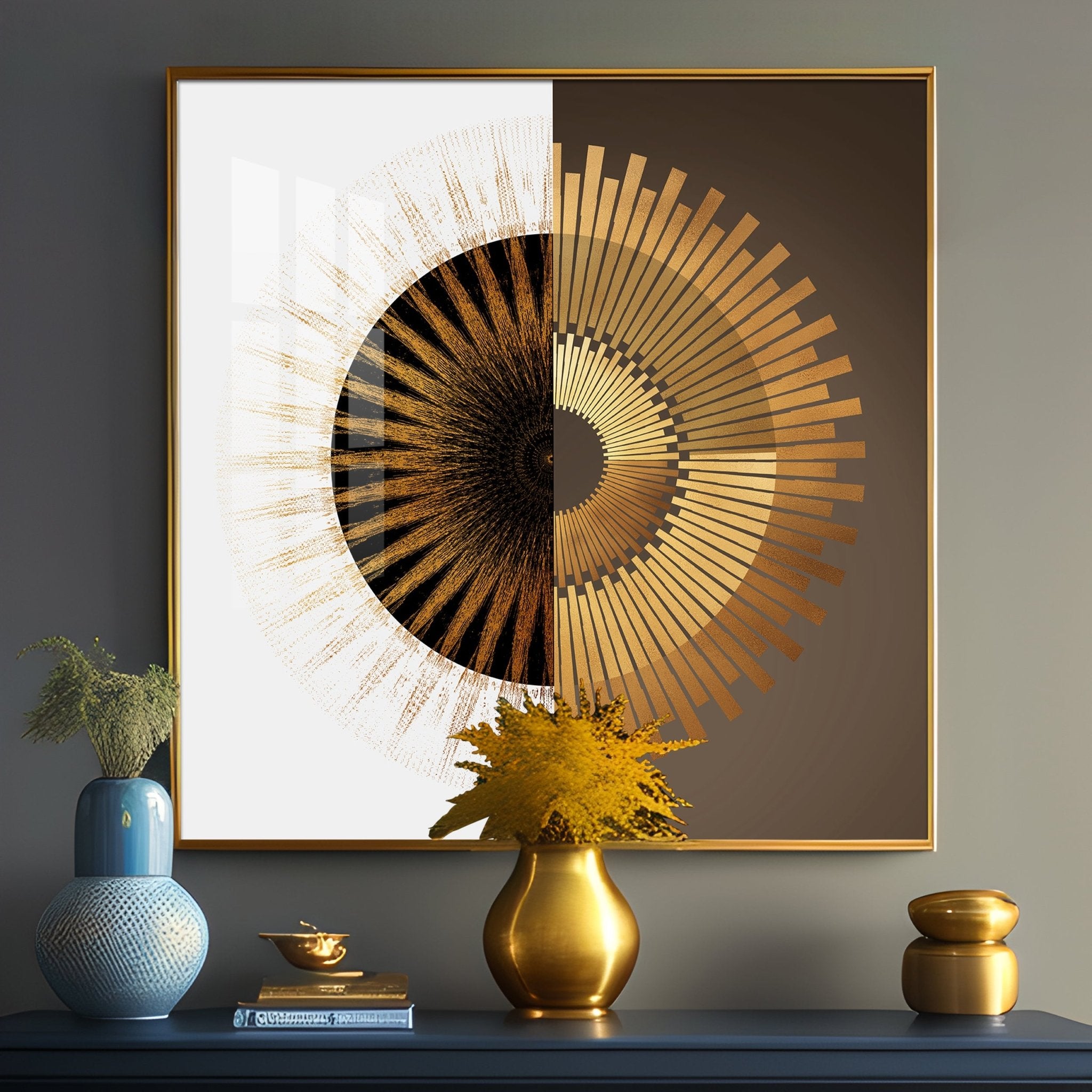 Golden Embossed Premium Acrylic Square Wall Art - The Next Decor