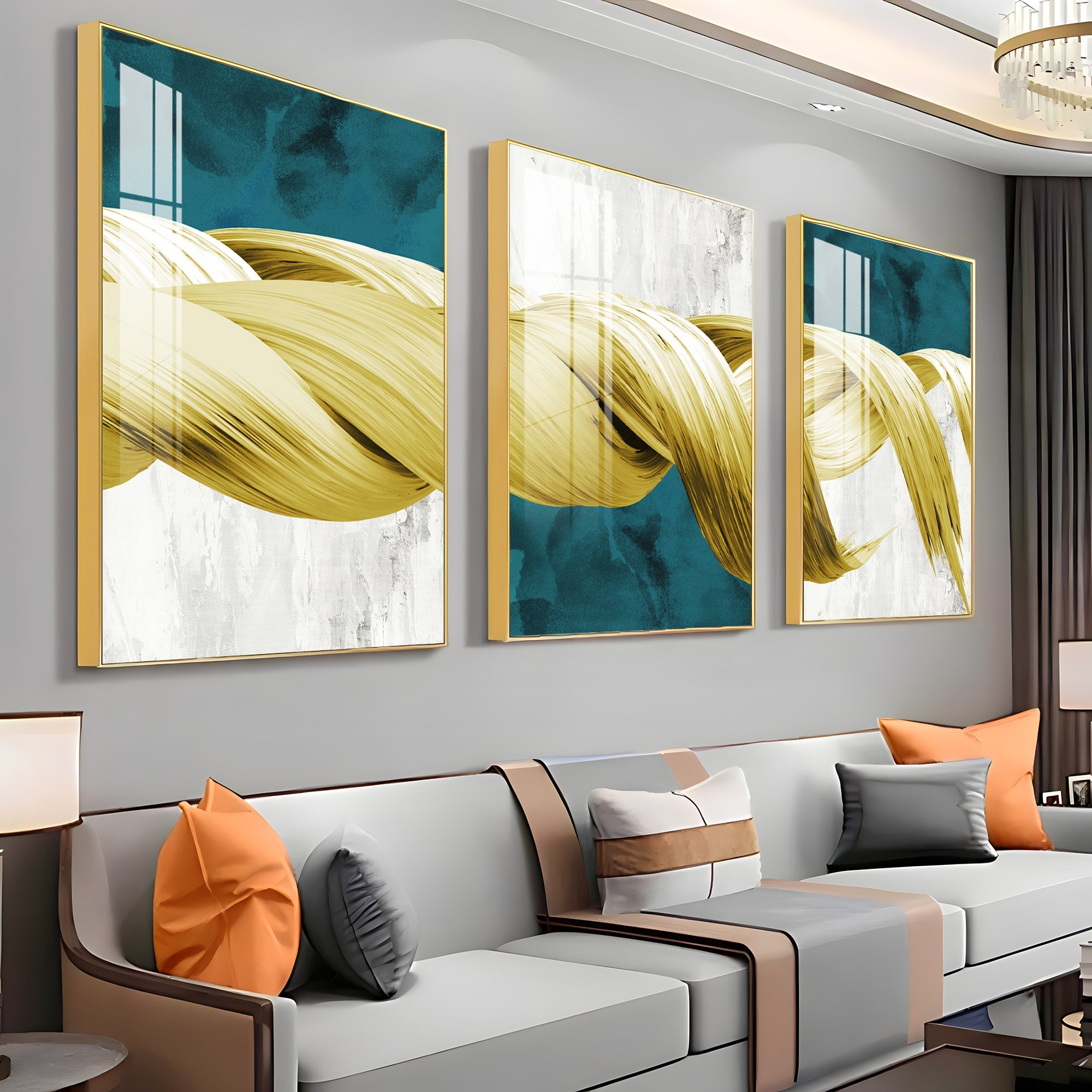 Golden Knot Premium Acrylic Wall Art (Set of 3) - The Next Decor