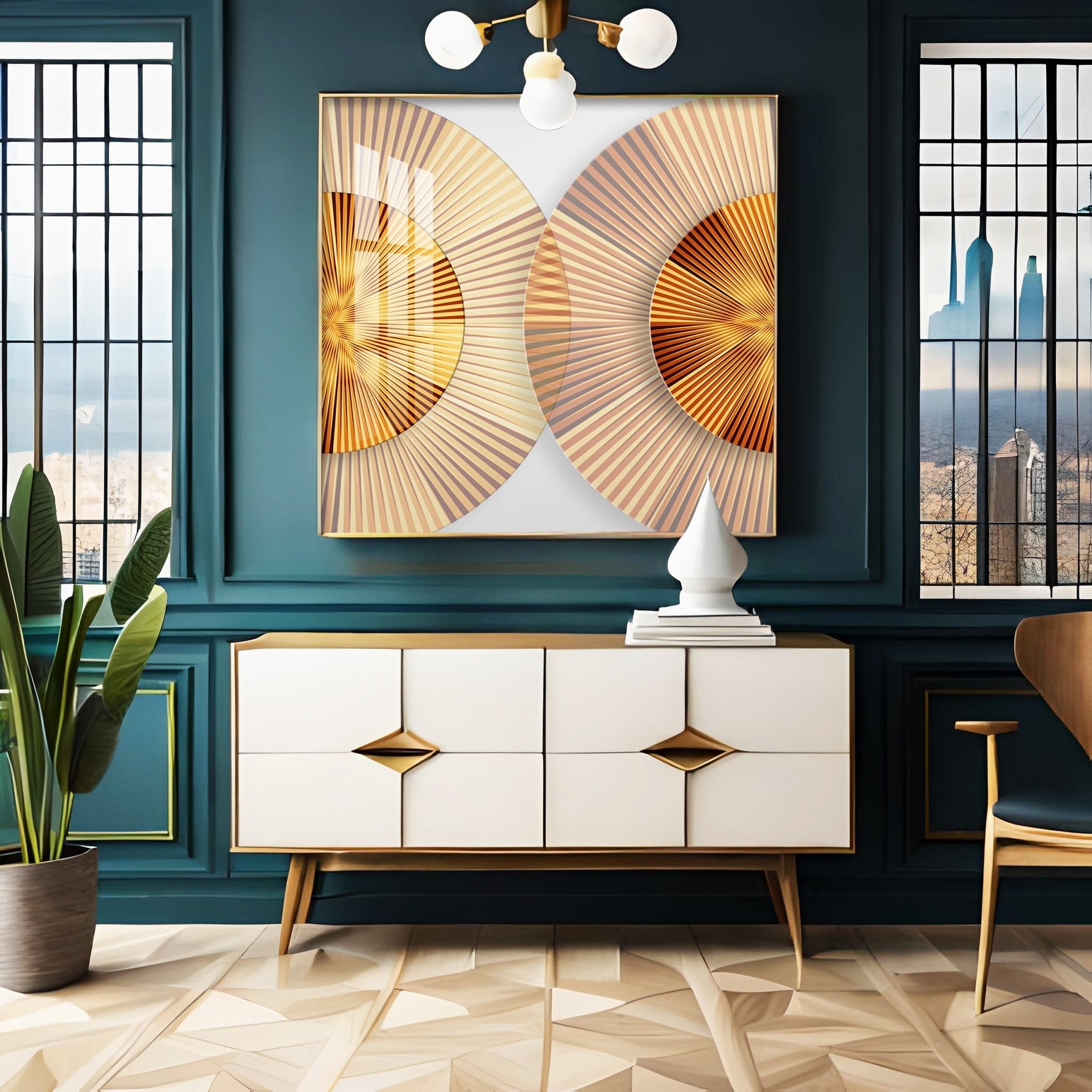 Golden Simple Style Round Premium Acrylic Square Wall Art - The Next Decor