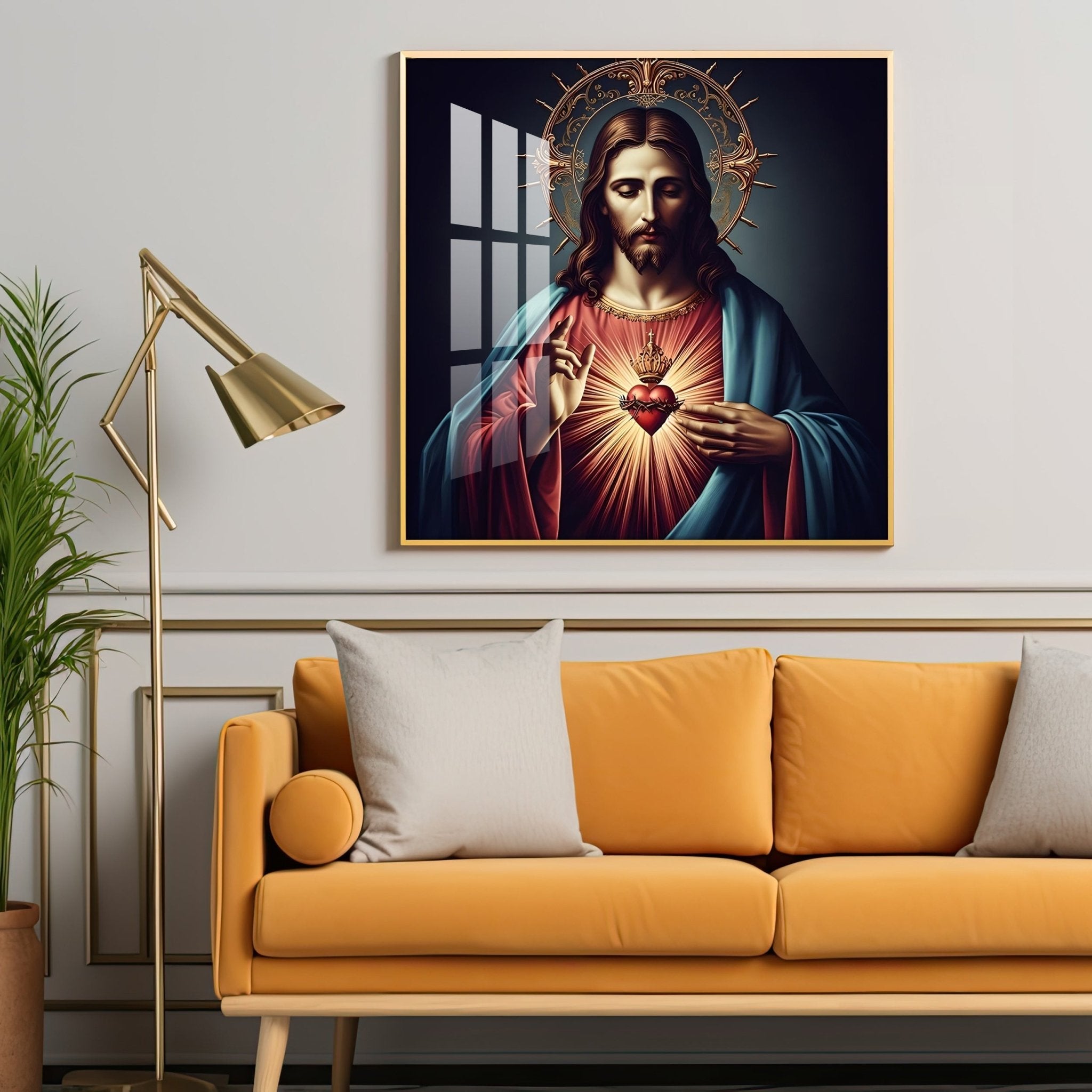 Golden Spirit of Jesus Premium Acrylic Square Wall Art - The Next Decor