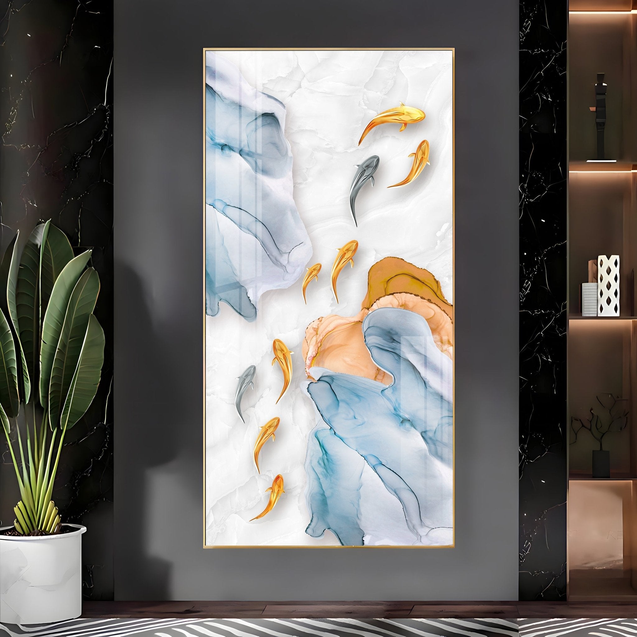 Goldfish Luxury Crystal Vertical Wall Art - The Next Decor