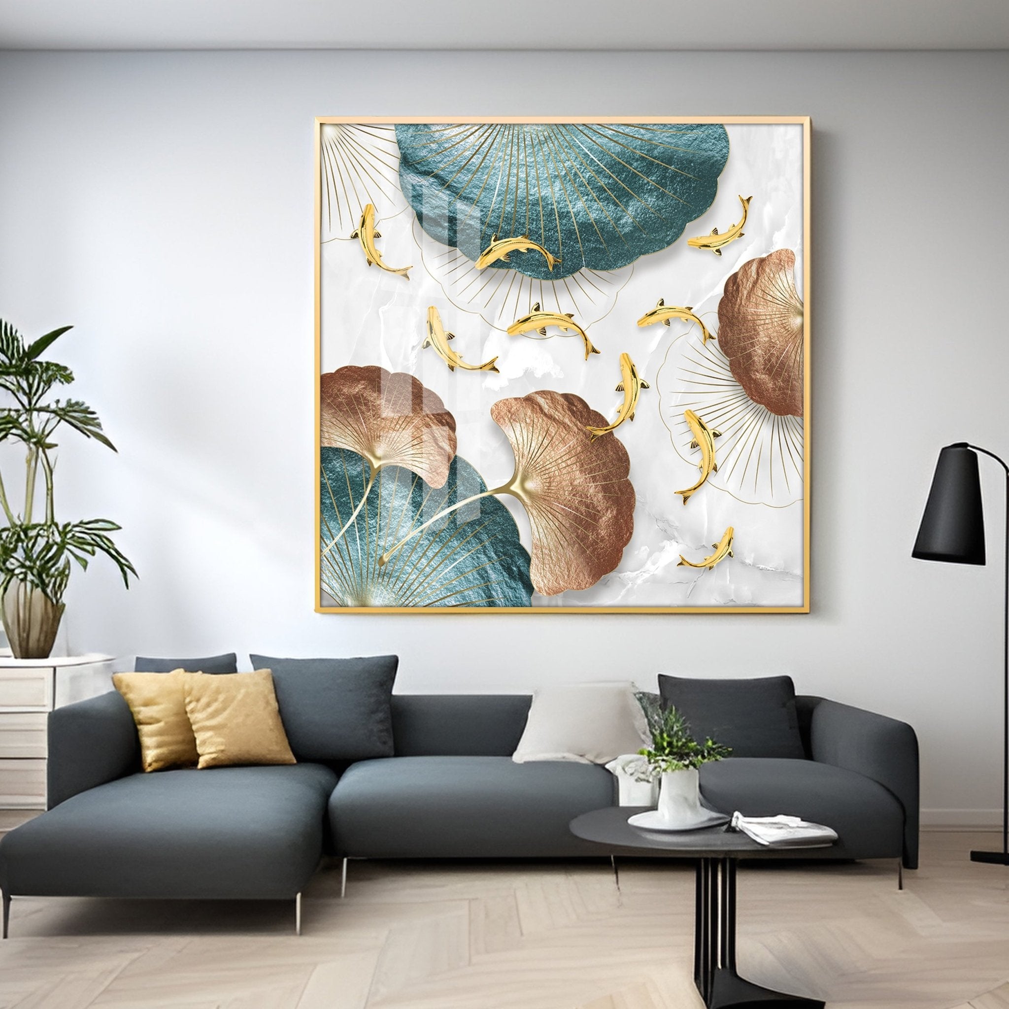 Goldfish River Luxury Crystal Square Wall Art - The Next Decor