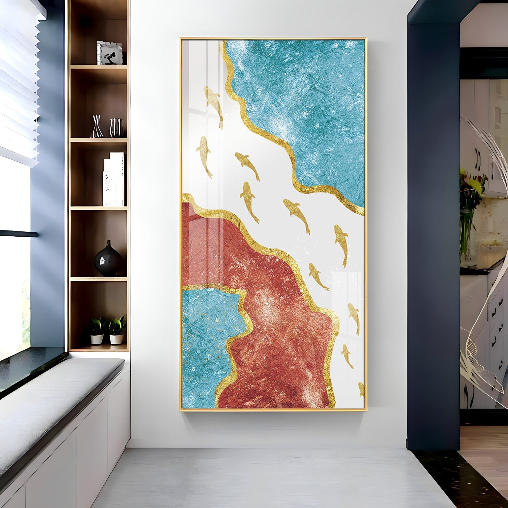 Group of Golden Koi Fishes Luxury Crystal Wall Art - The Next Decor