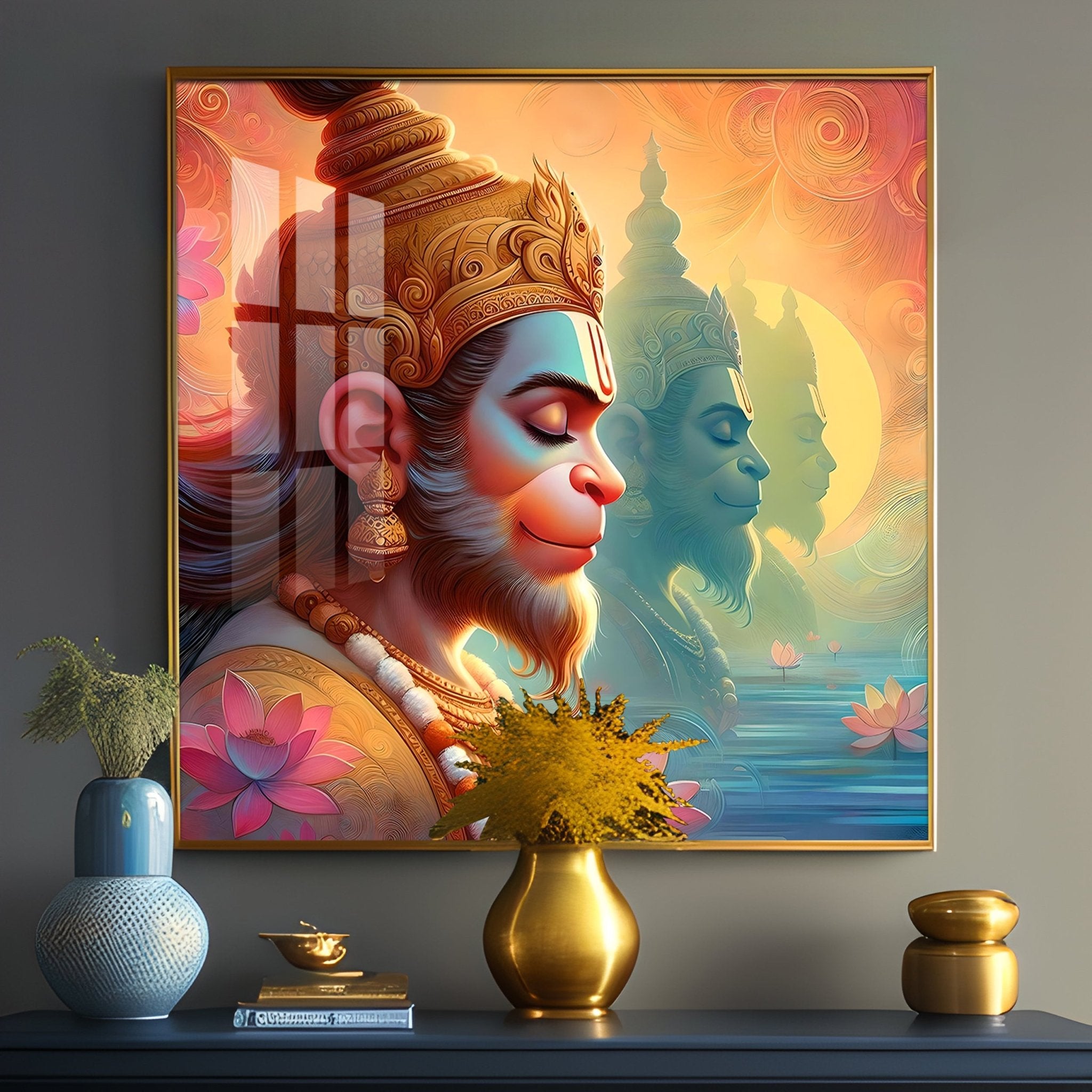 Hanuman ji Premium Acrylic Square Wall Art - The Next Decor