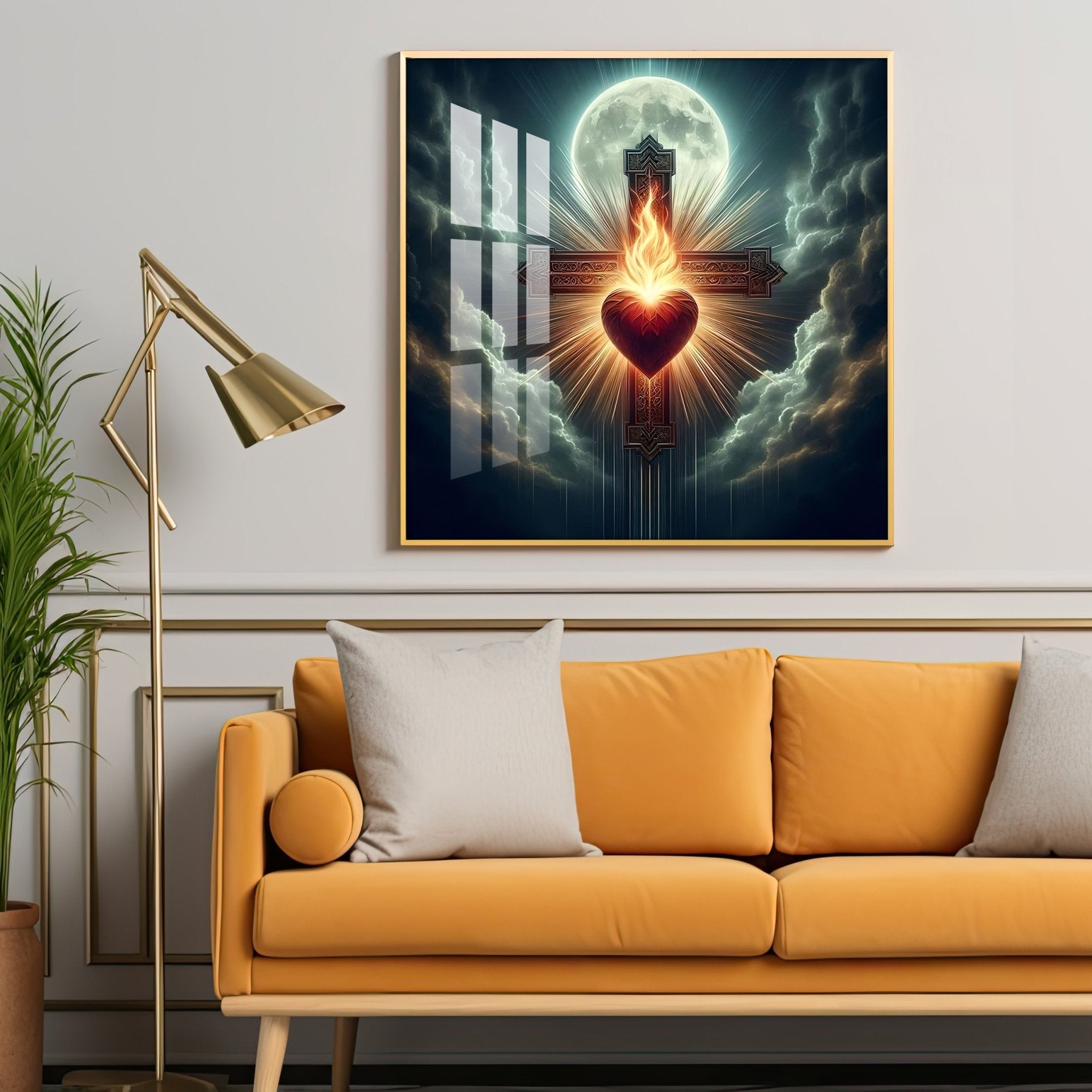 Heart Of Fire and Faith Premium Acrylic Square Wall Art - The Next Decor