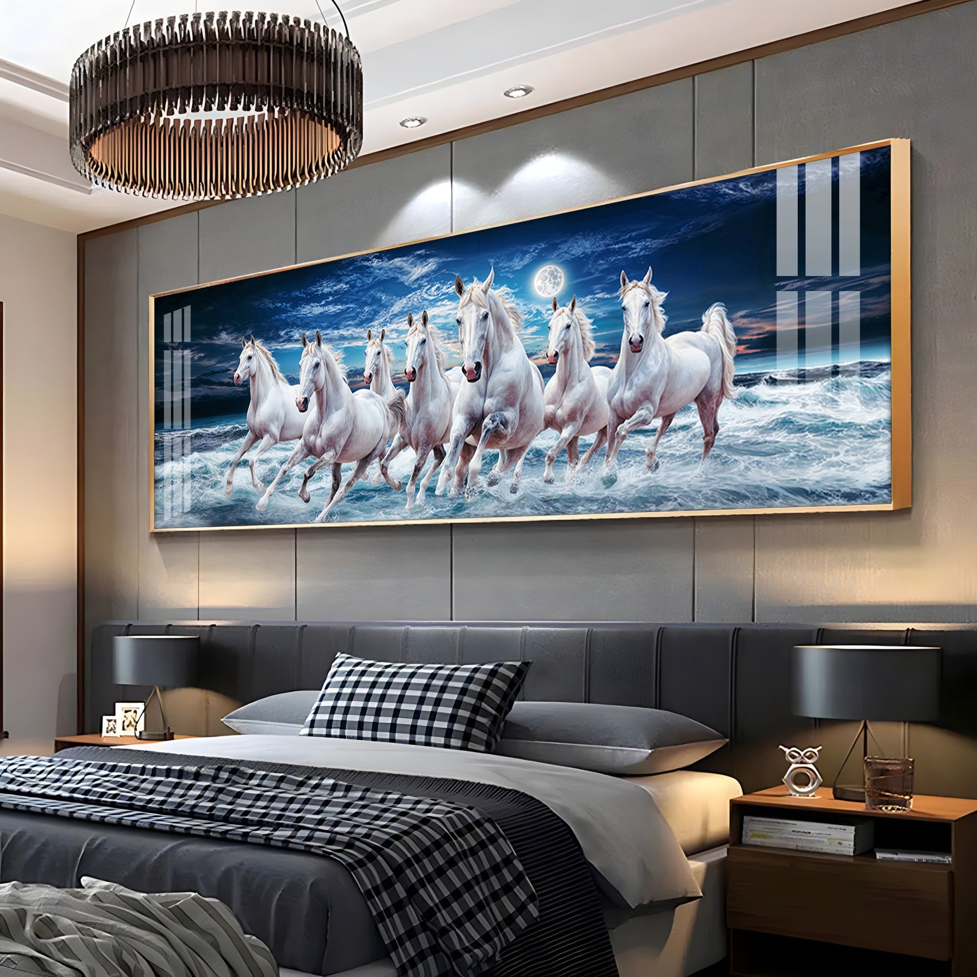 High - Quality Vastu Seven Running Horse Premium Acrylic Horizontal Wall Art - The Next Decor