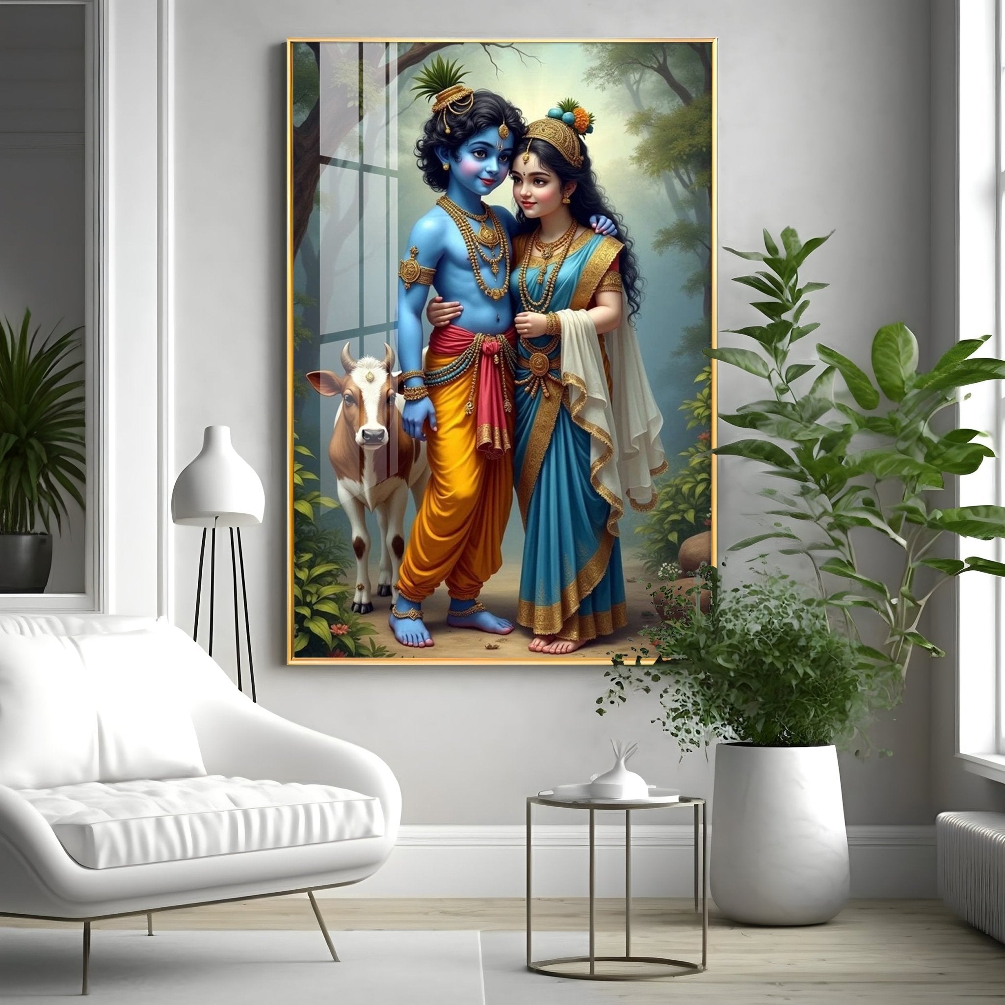 Krishna and Radha Togetherness Premium Acrylic Wall Art - The Next Decor