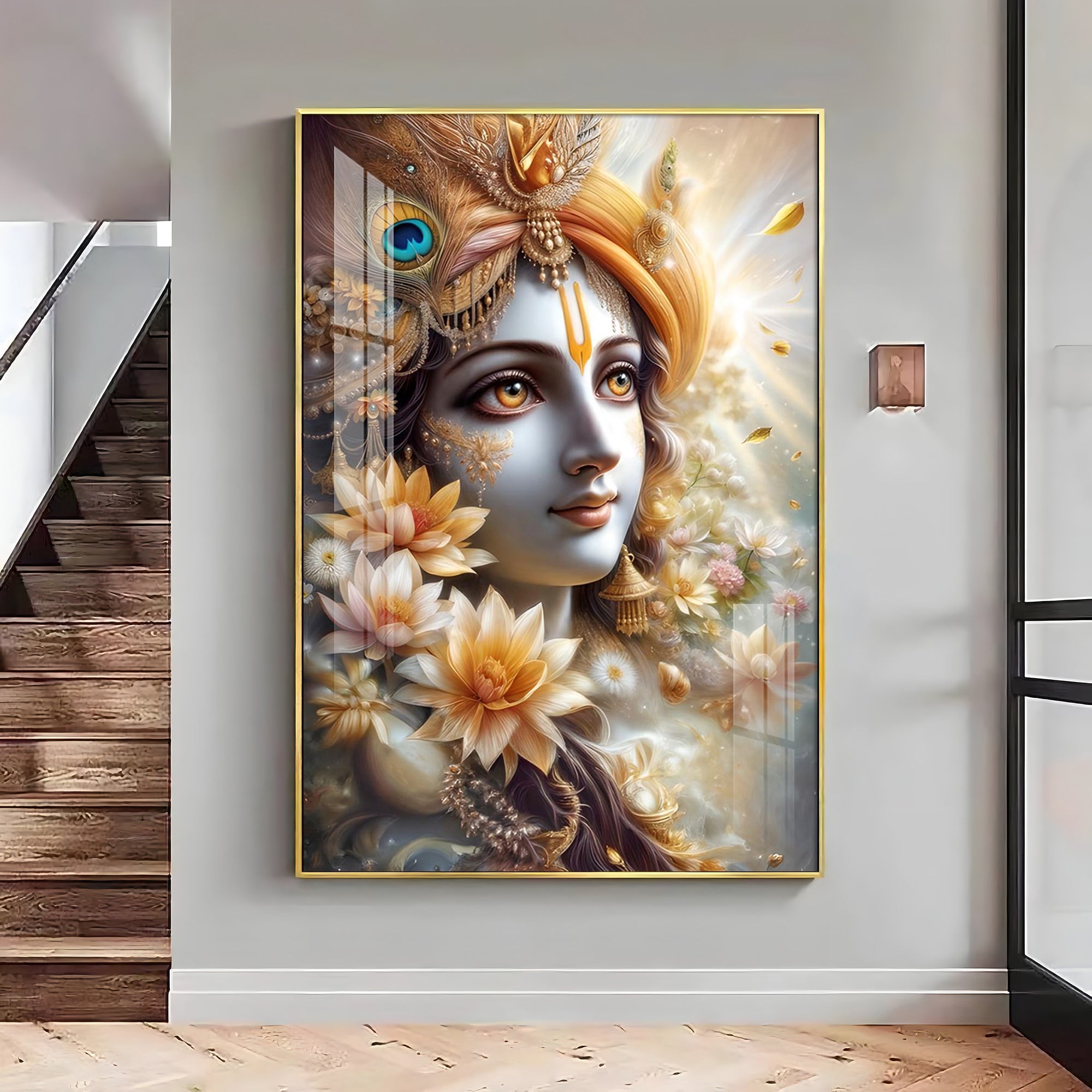 Krishna Bhakti Premium Acrylic Vertical Wall Art - The Next Decor