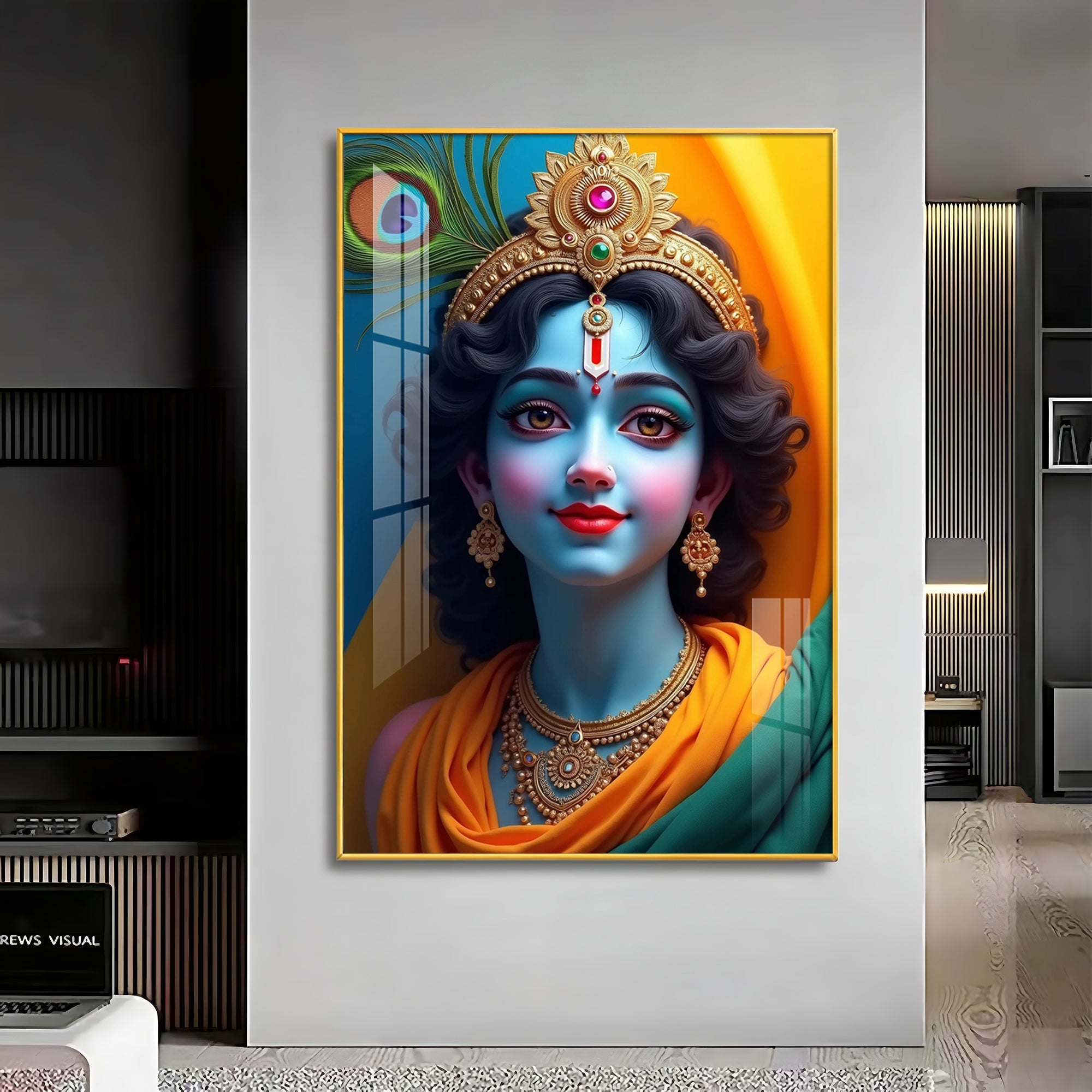 Krishna in Vivid Hues Premium Acrylic Wall Art - The Next Decor