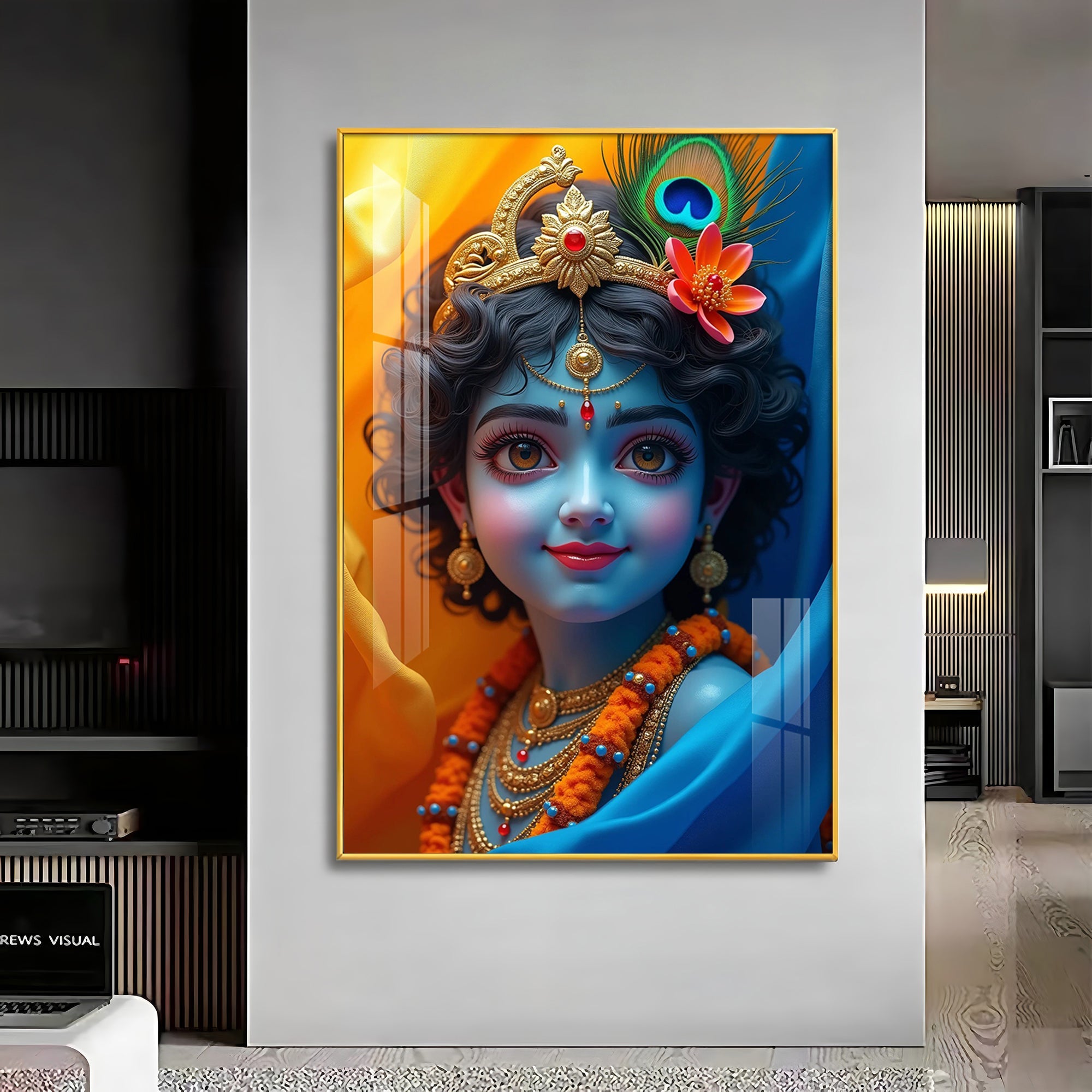 Krishna Smiling Reflection Premium Acrylic Wall Art - The Next Decor