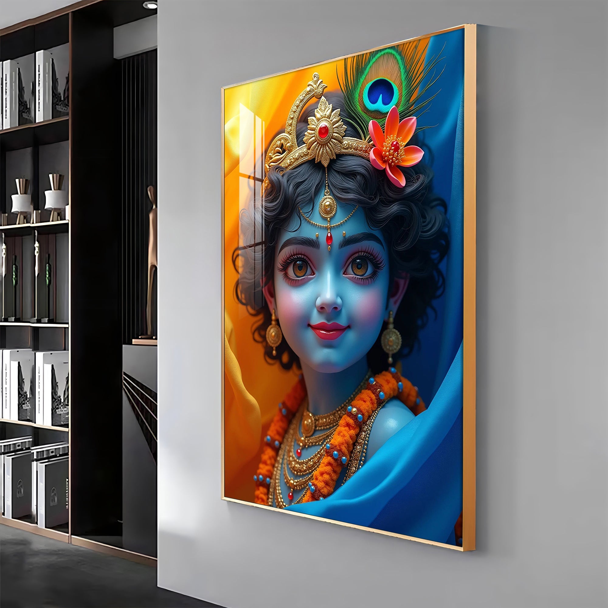 Krishna Smiling Reflection Premium Acrylic Wall Art - The Next Decor