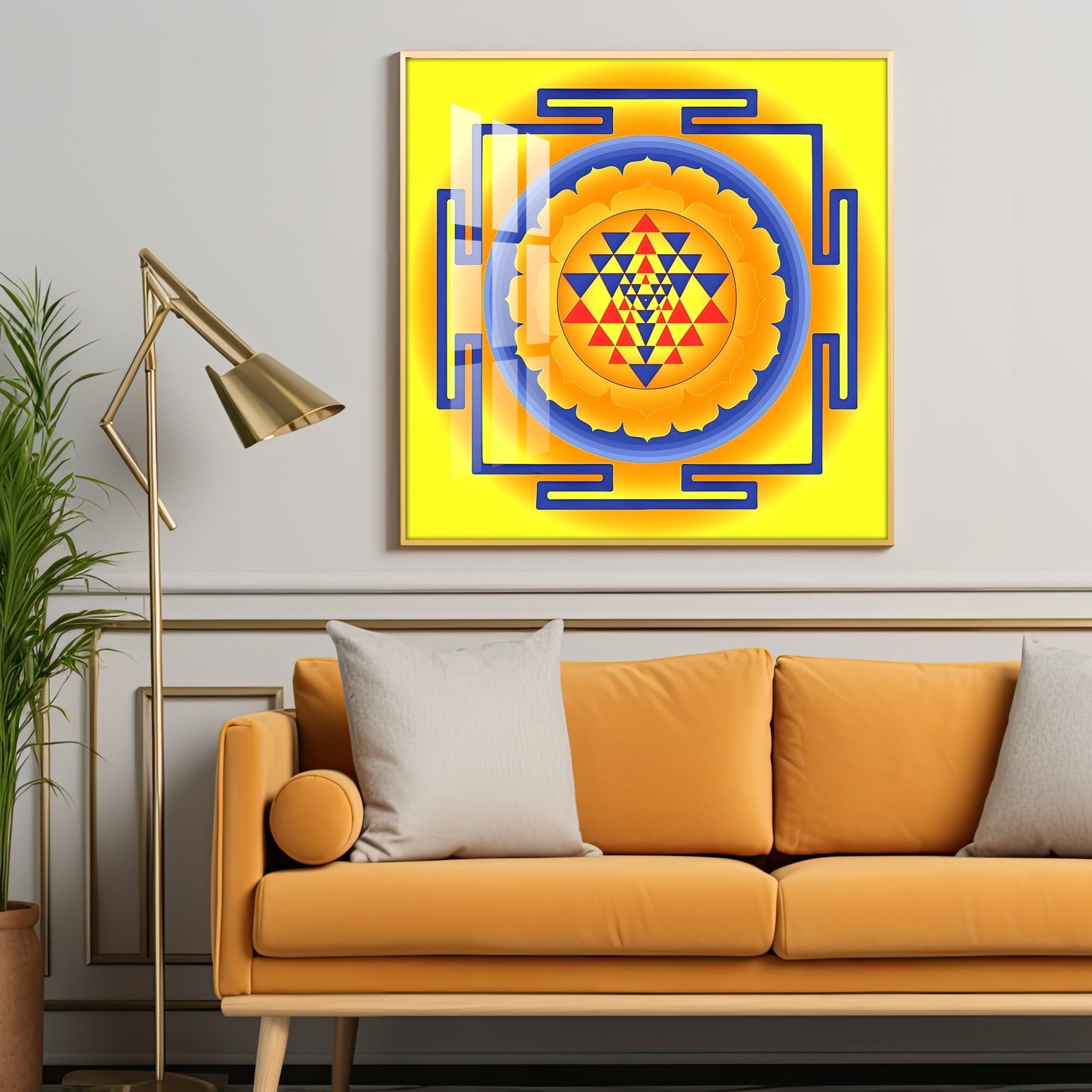 Laxmi Shri Yantra Premium Acrylic Square Wall Art - The Next Decor