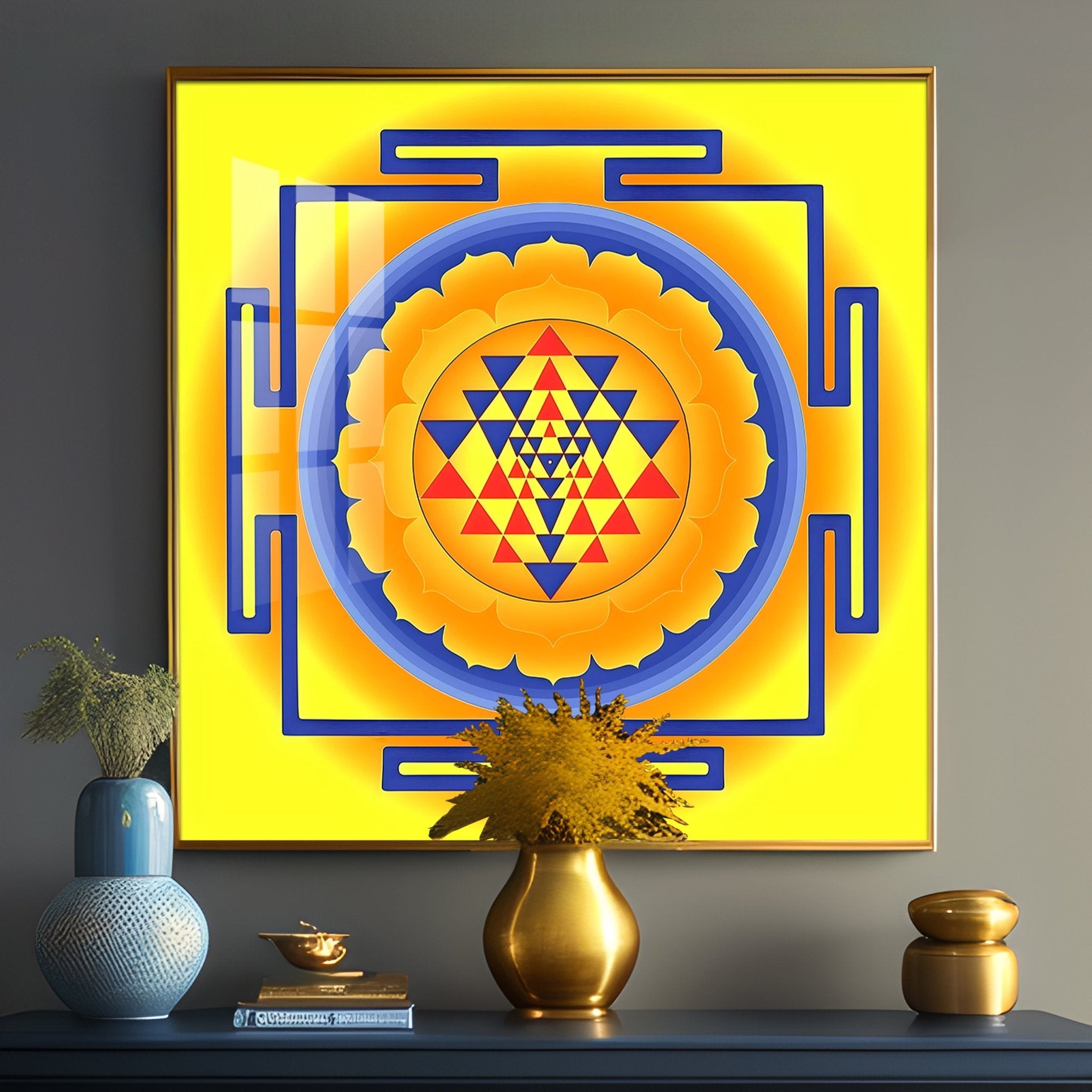 Laxmi Shri Yantra Premium Acrylic Square Wall Art - The Next Decor