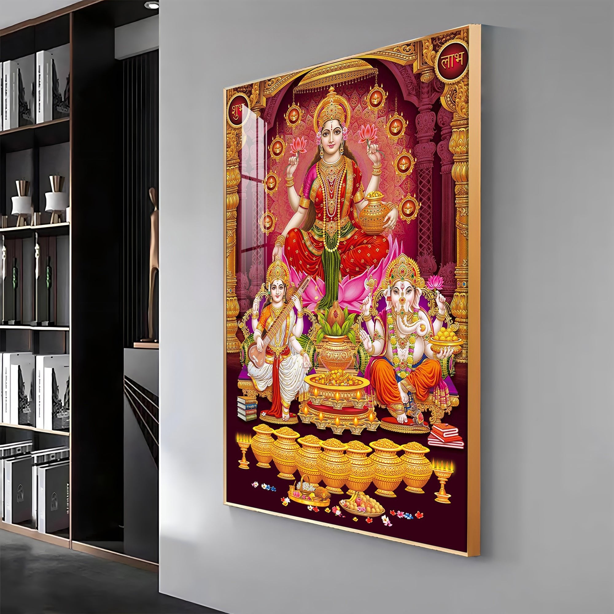 Laxmi's Sacred Serenity Premium Acrylic Vertical Wall Art - The Next Decor