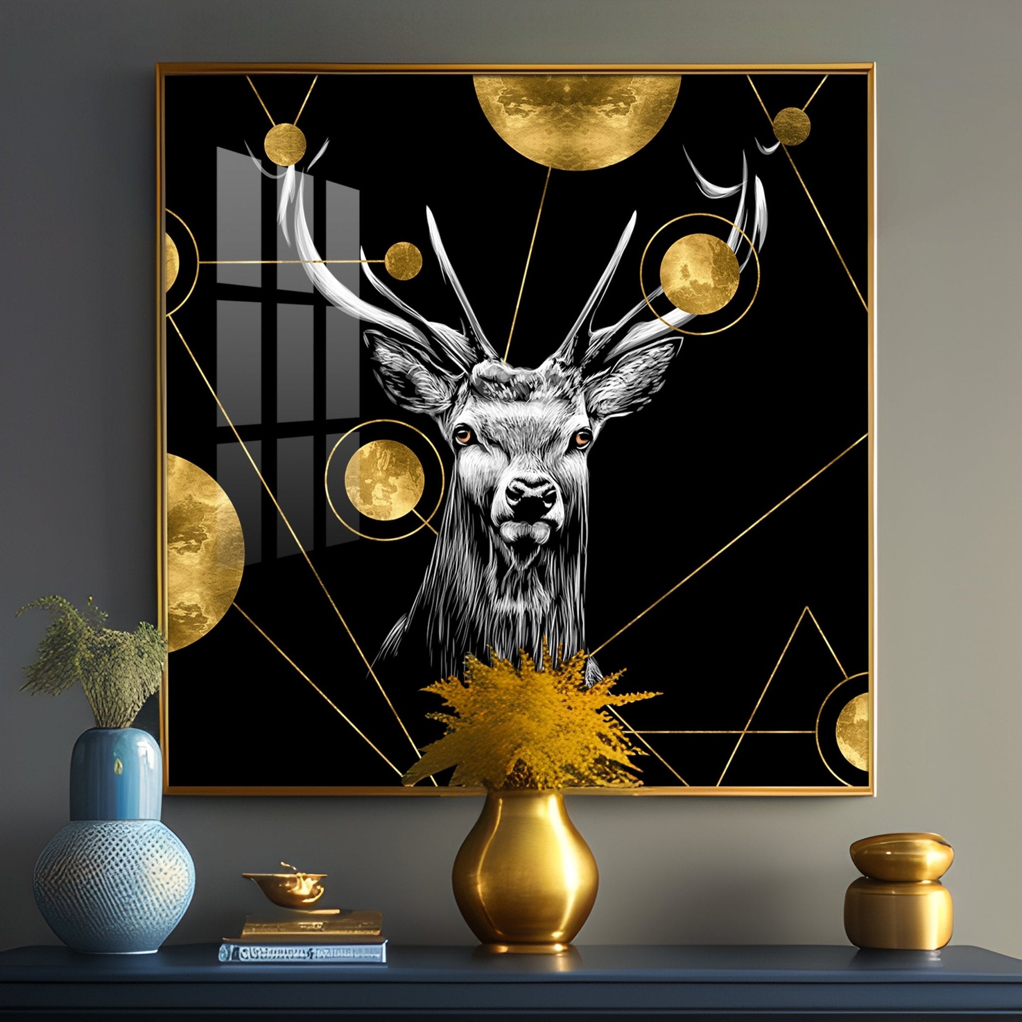 Light Luxury Elk Abstract Art Living Room Premium Acrylic Square Wall Art - The Next Decor