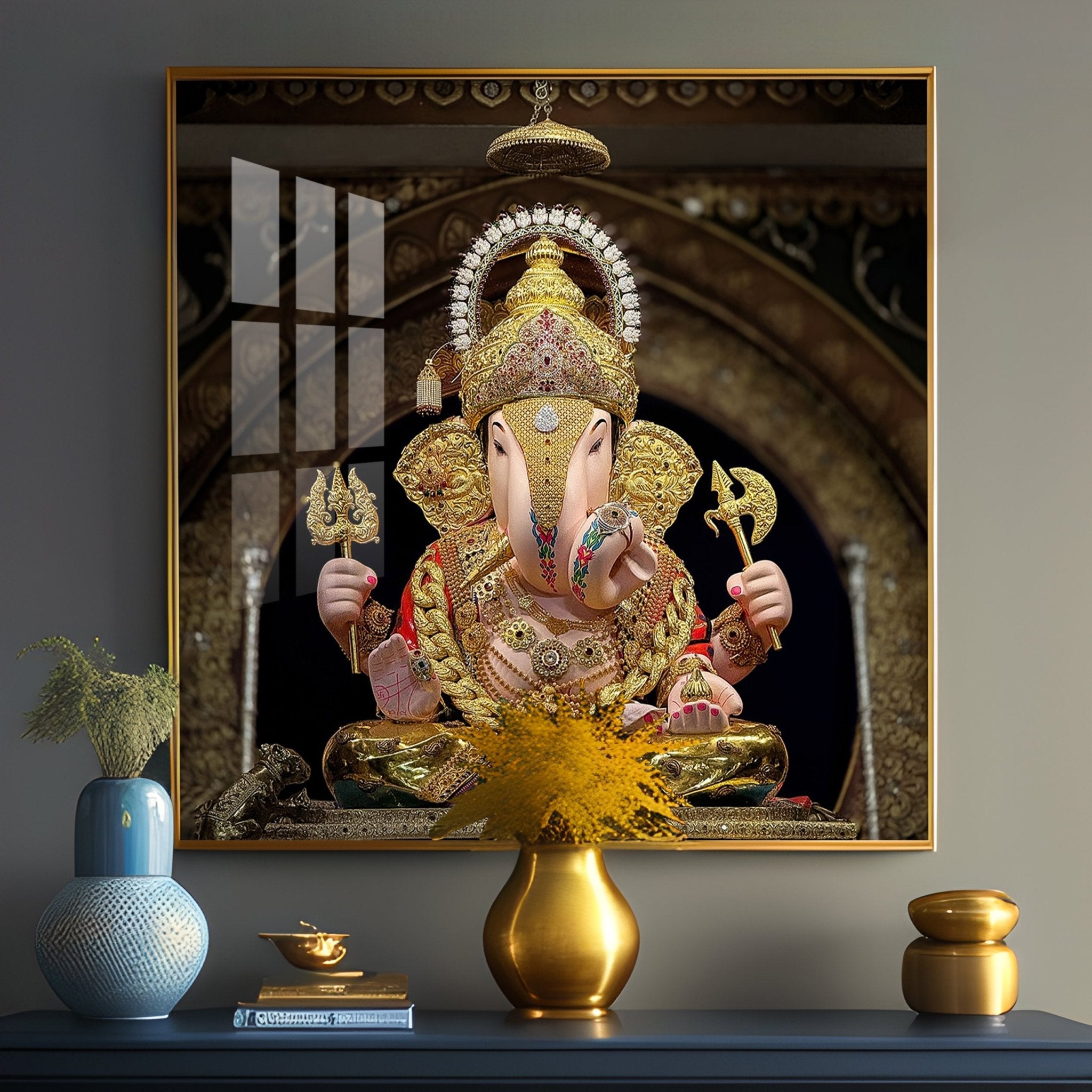 Lord Ganesh Serenity Premium Acrylic Square Wall Art - The Next Decor