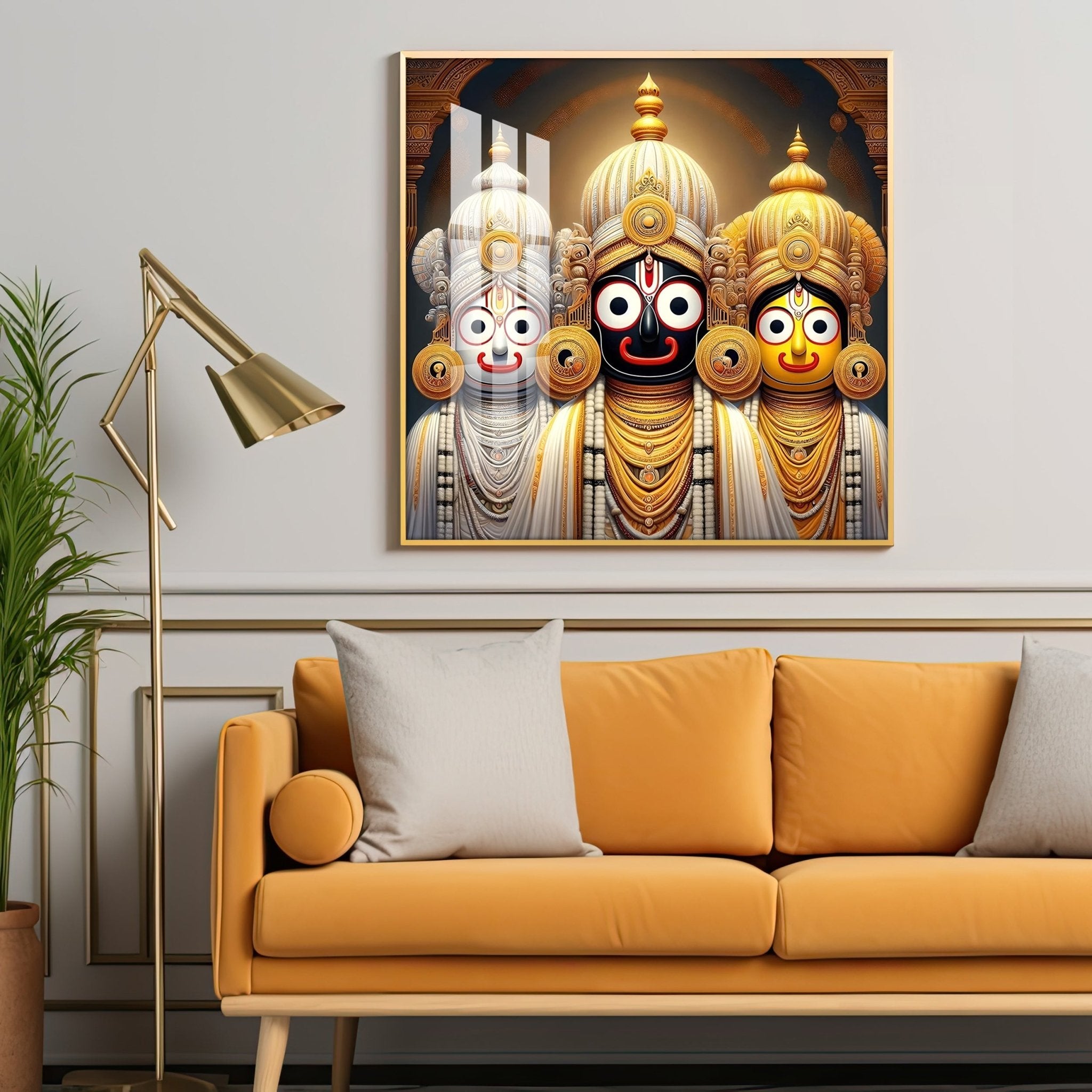Lord Jagannath Balabhadra And Subhadra Premium Acrylic Square Wall Art - The Next Decor