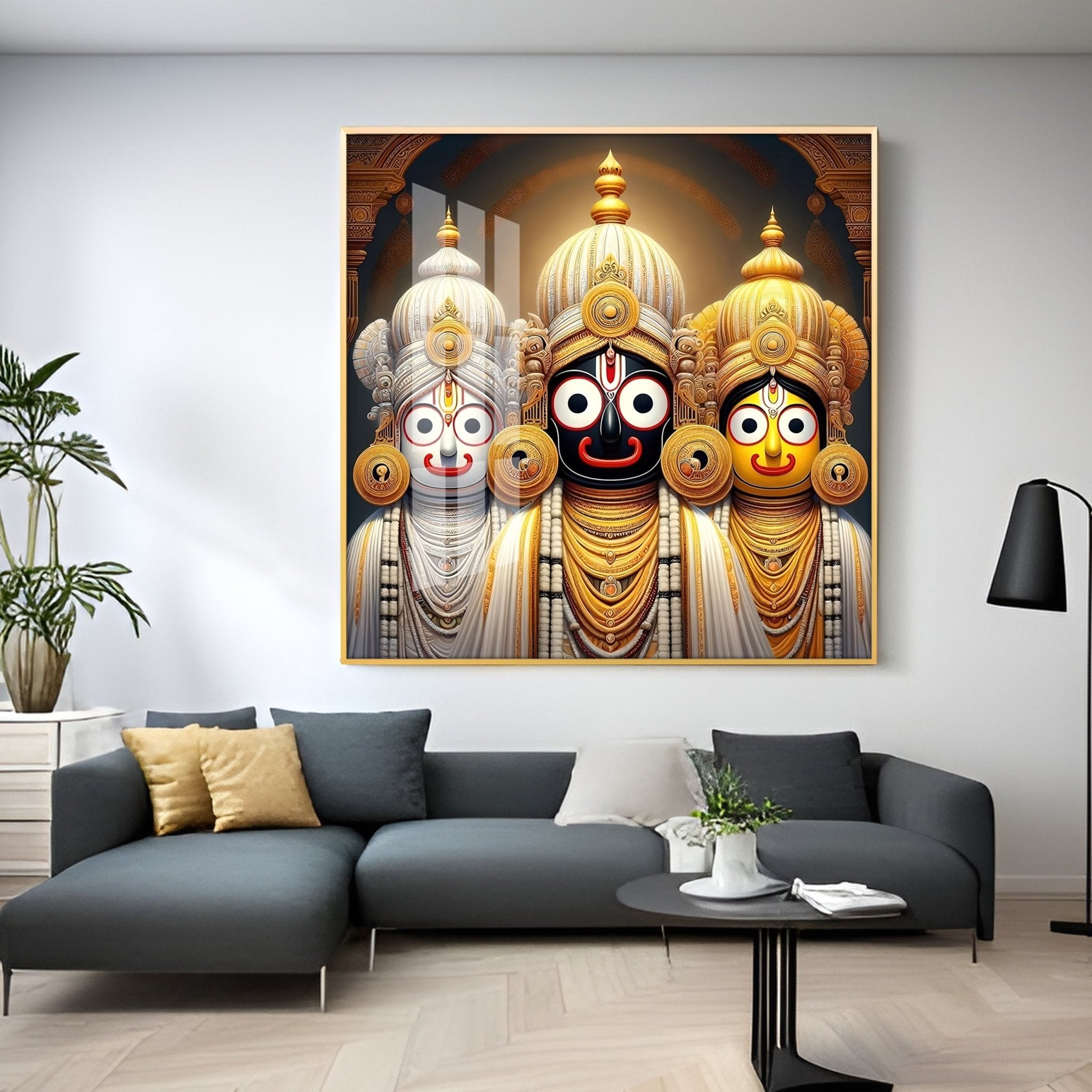 Lord Jagannath Balabhadra And Subhadra Premium Acrylic Square Wall Art - The Next Decor