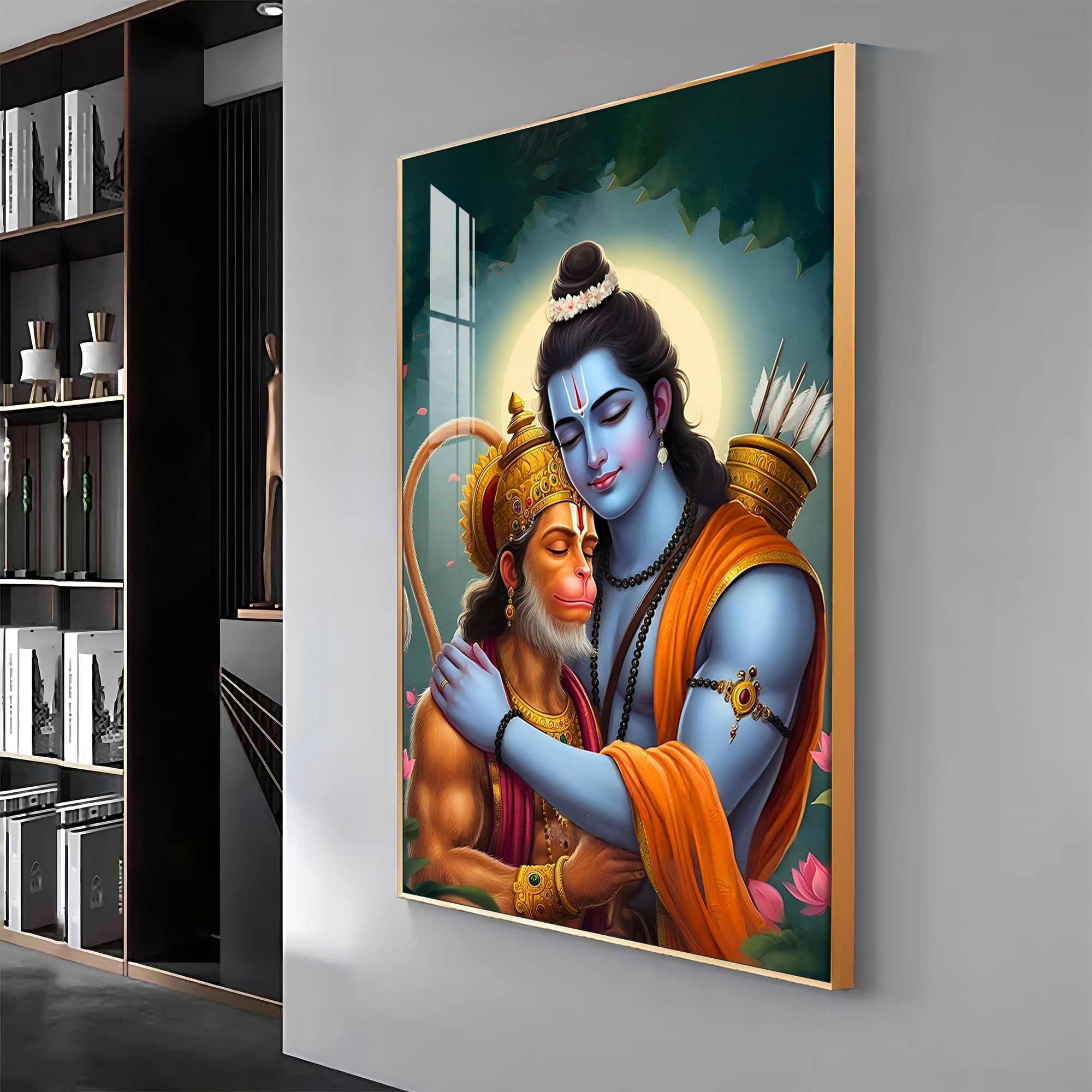 Lord Rama And Hanuman Brotherhood Premium Acrylic Wall Art - The Next Decor