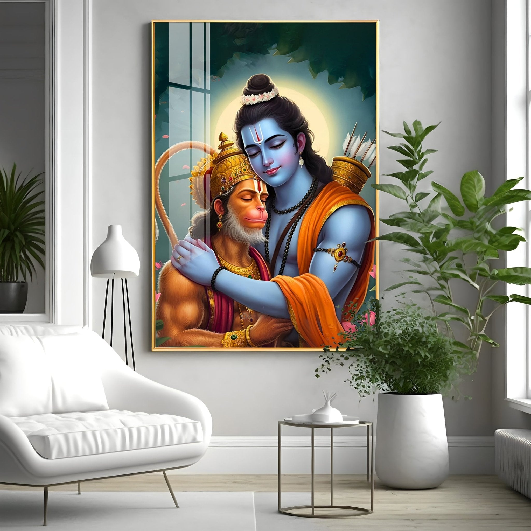 Lord Rama And Hanuman Brotherhood Premium Acrylic Wall Art - The Next Decor